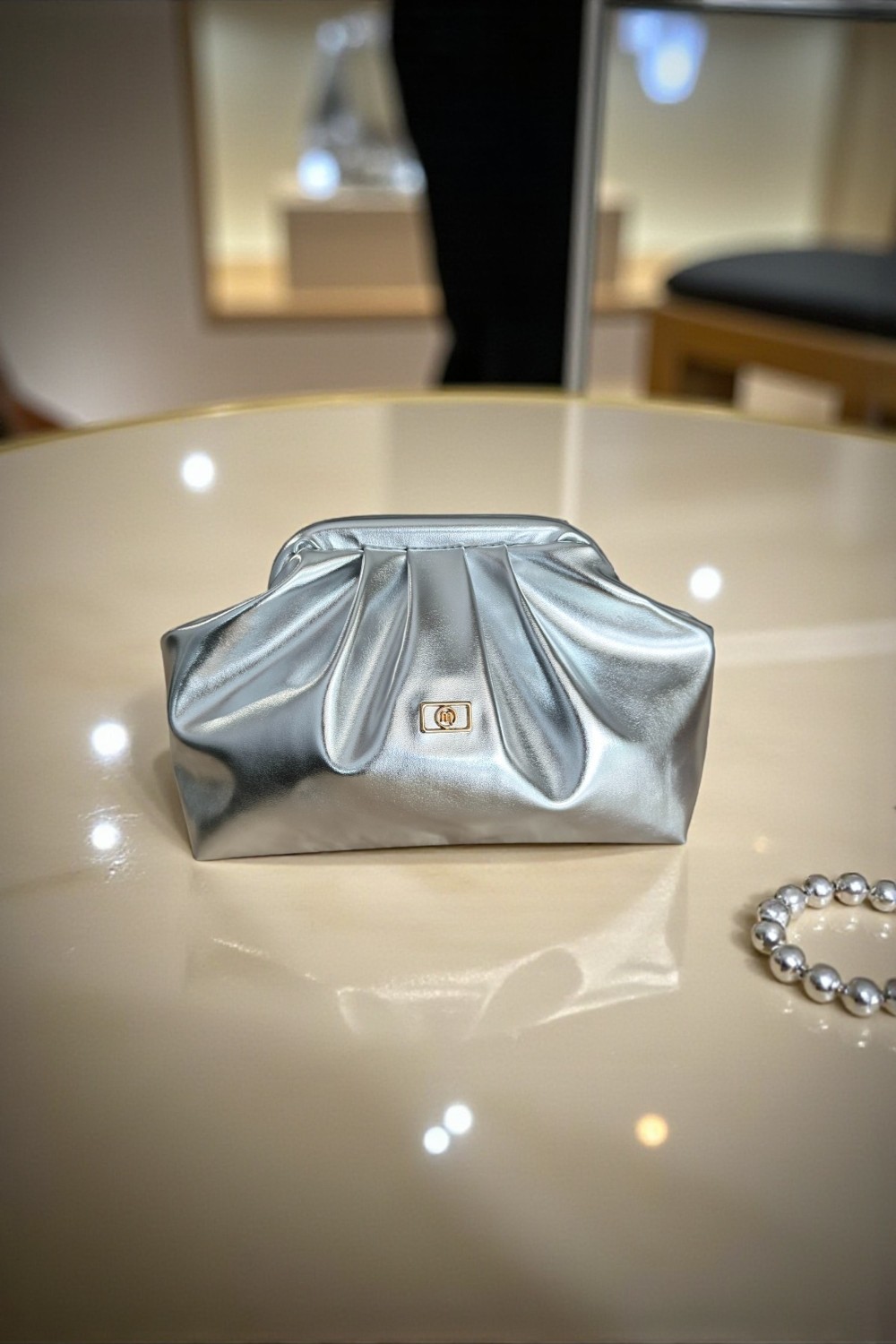 Class Bag Kadın Gold Orta Boy Parlak Suni Deri Askılı Clutch ve Abiye Çanta görsel 6