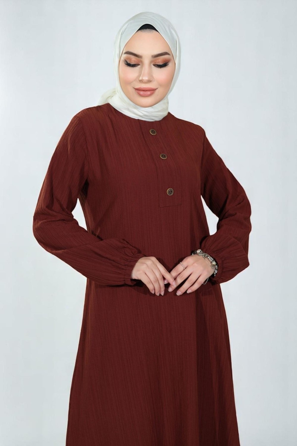 Missvalle Düğmeli Tesettür Takım Taba 10358 görsel 7
