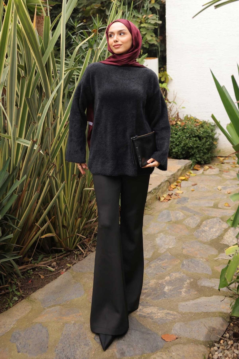 İmaj Butik Siyah Dik Yaka Angora Yumoş Triko Kazak görsel 7