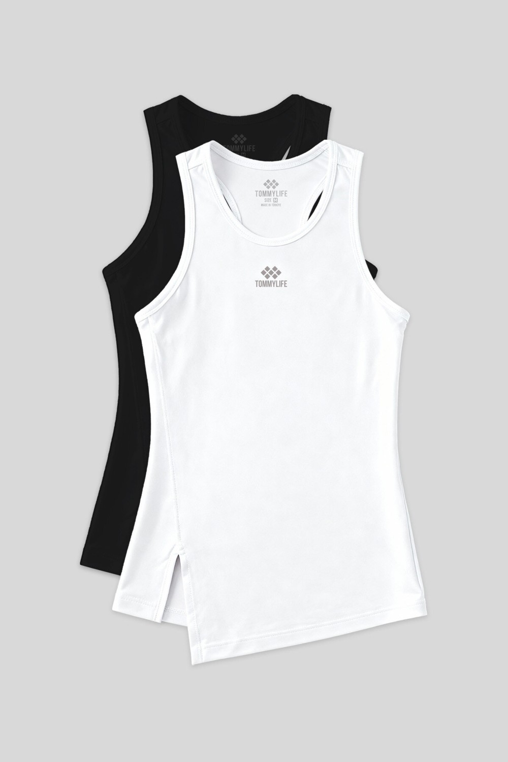 Tommy Life Standart Kalıp O Yaka 2li Paket İndigo-Koyu Gri Kadın Spor Atlet - 97256