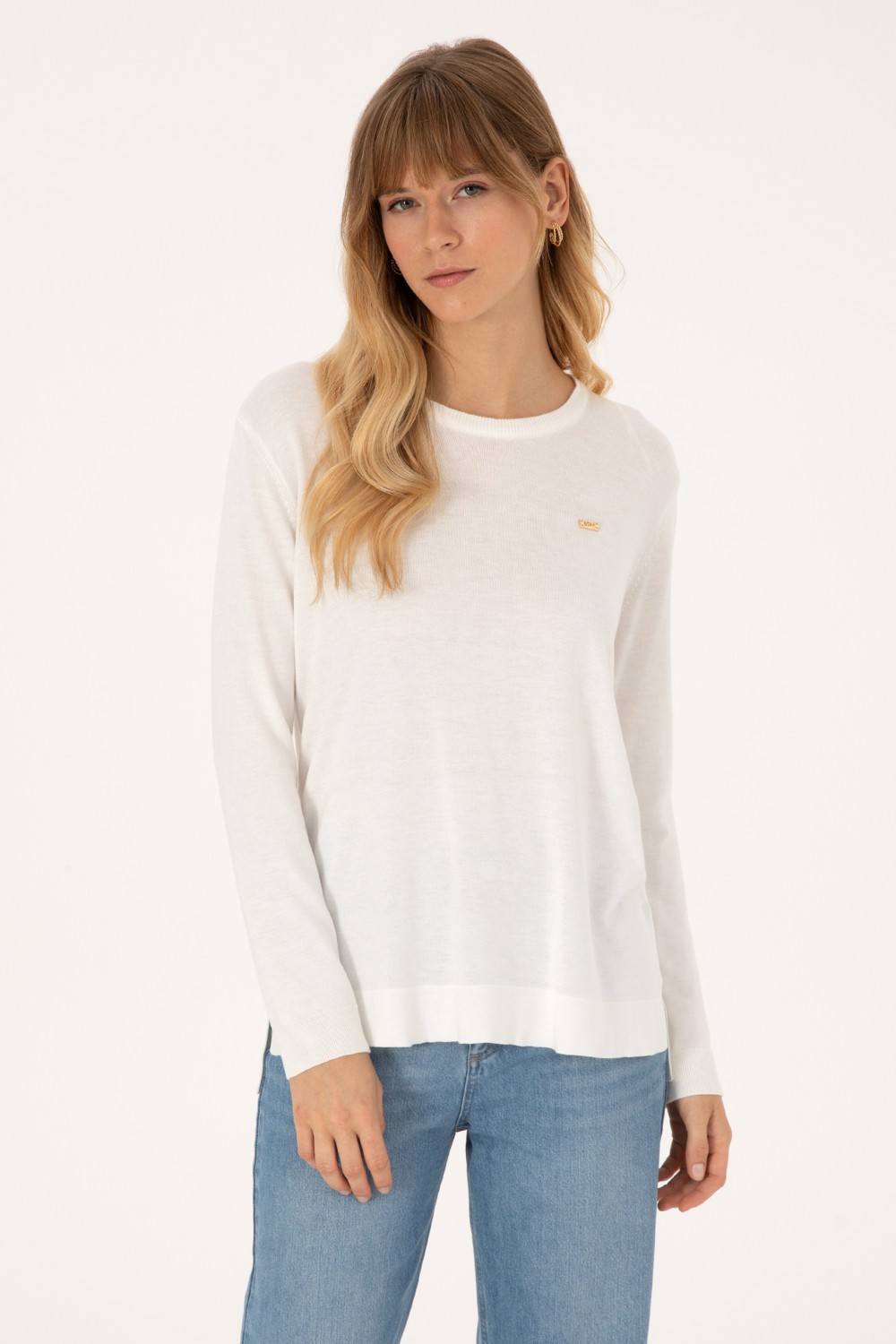 U.S. Polo Assn. Kadın Ekru Bisiklet Yaka Basic Kazak 50315449-VR019