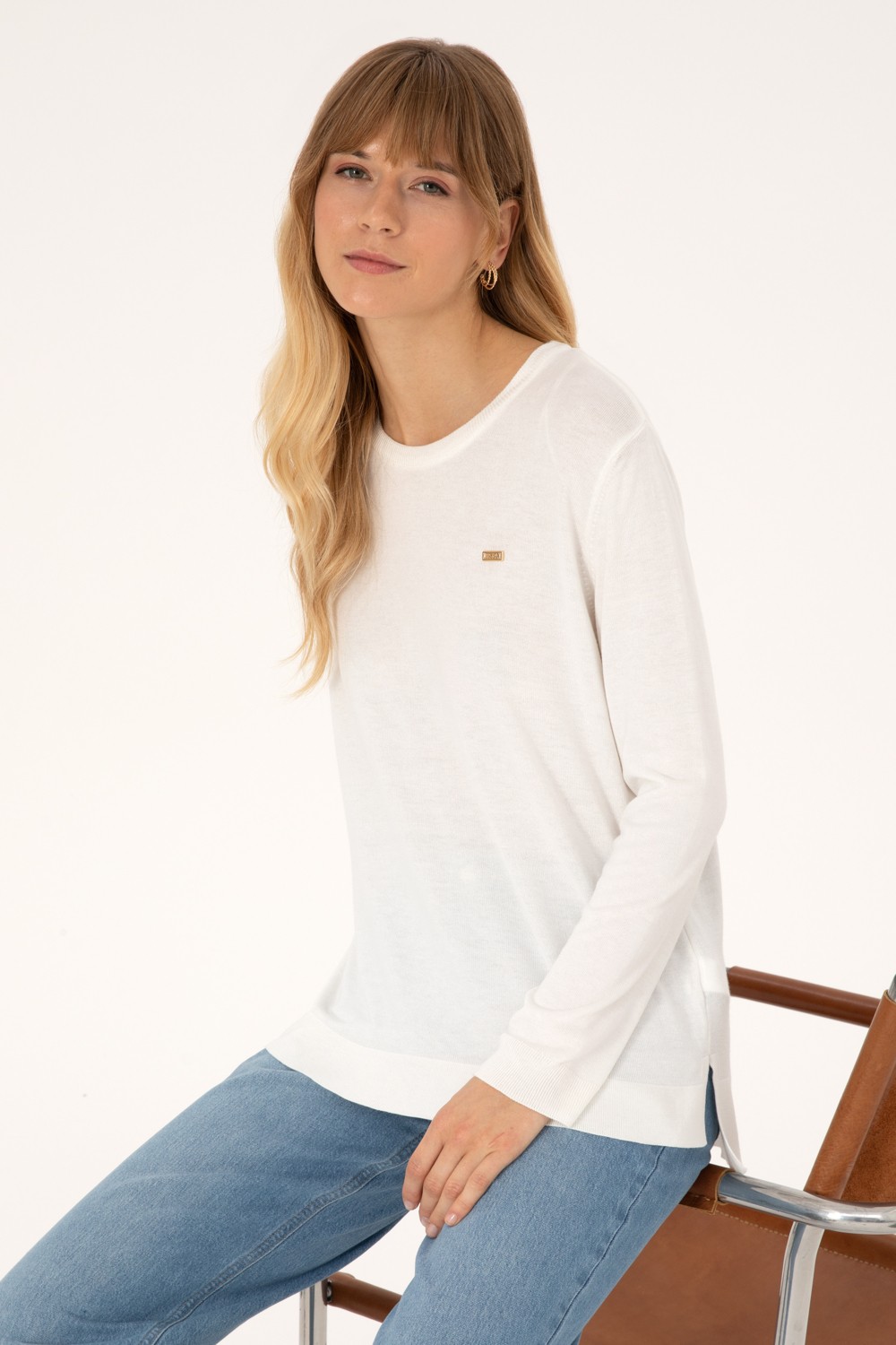 U.S. Polo Assn. Kadın Ekru Bisiklet Yaka Basic Kazak 50315449-VR019 görsel 3