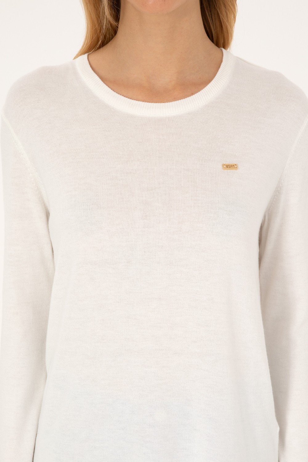 U.S. Polo Assn. Kadın Ekru Bisiklet Yaka Basic Kazak 50315449-VR019 görsel 6