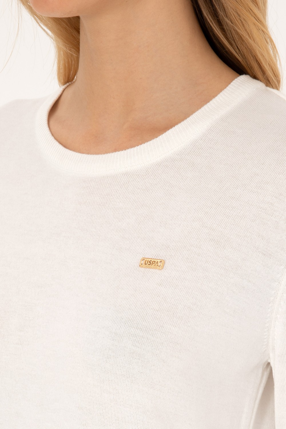 U.S. Polo Assn. Kadın Ekru Bisiklet Yaka Basic Kazak 50315449-VR019 görsel 7