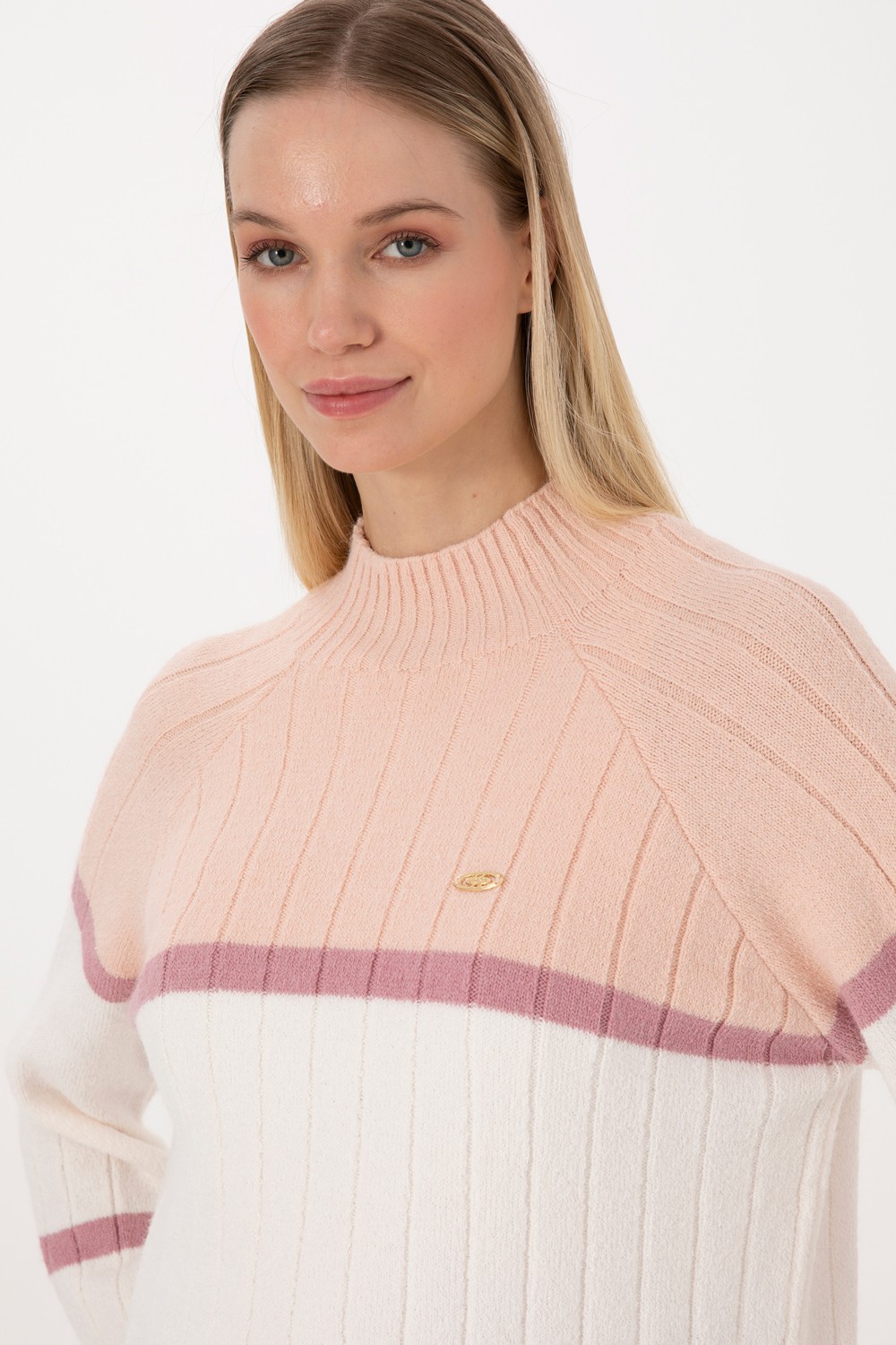 U.S. Polo Assn. Kadın Pudra Bisiklet Yaka Kazak 50314841-VR042 görsel 2