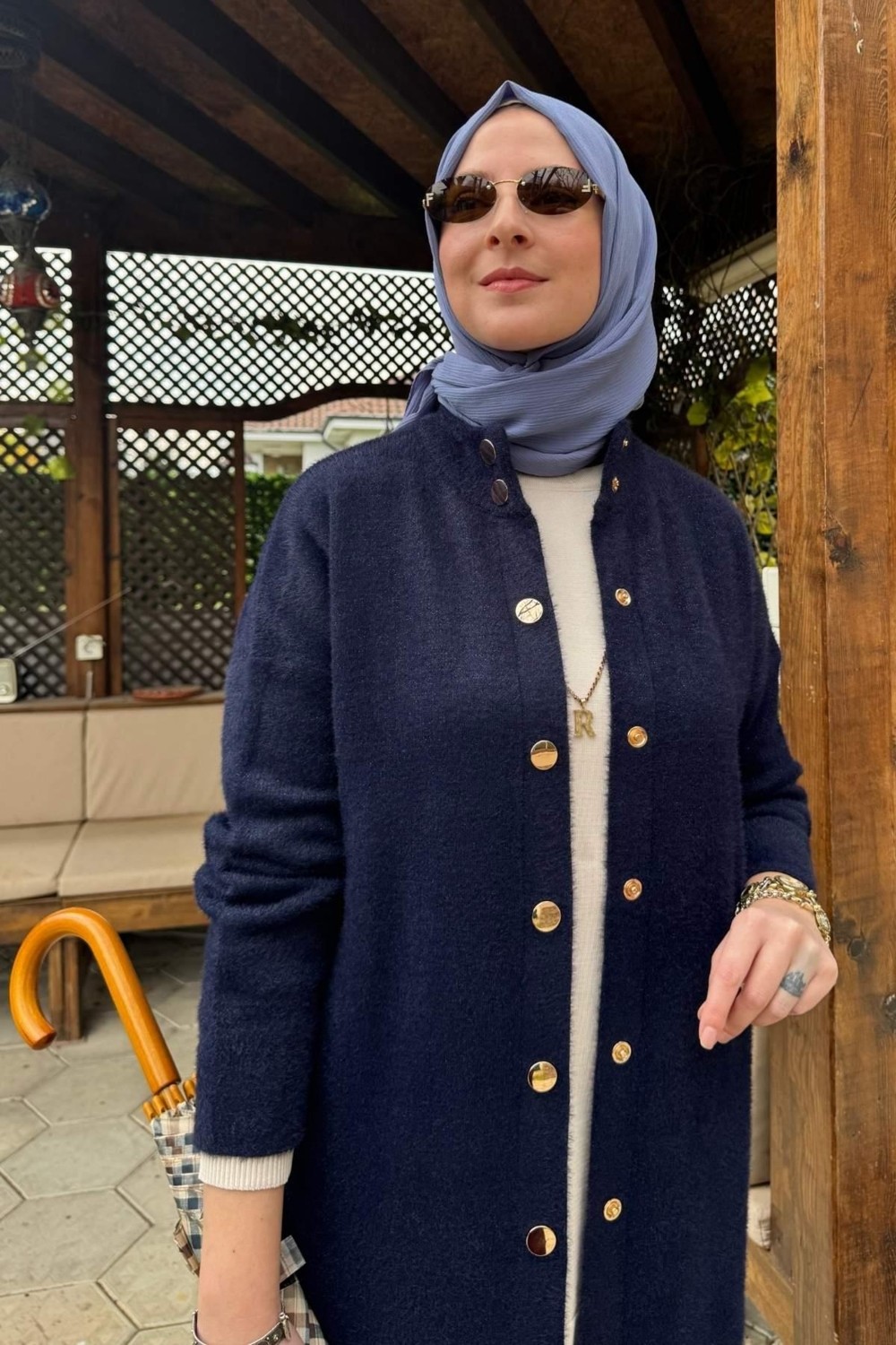 Rabia Şamlı Yakut Angora Triko Kap Lacivert görsel 2