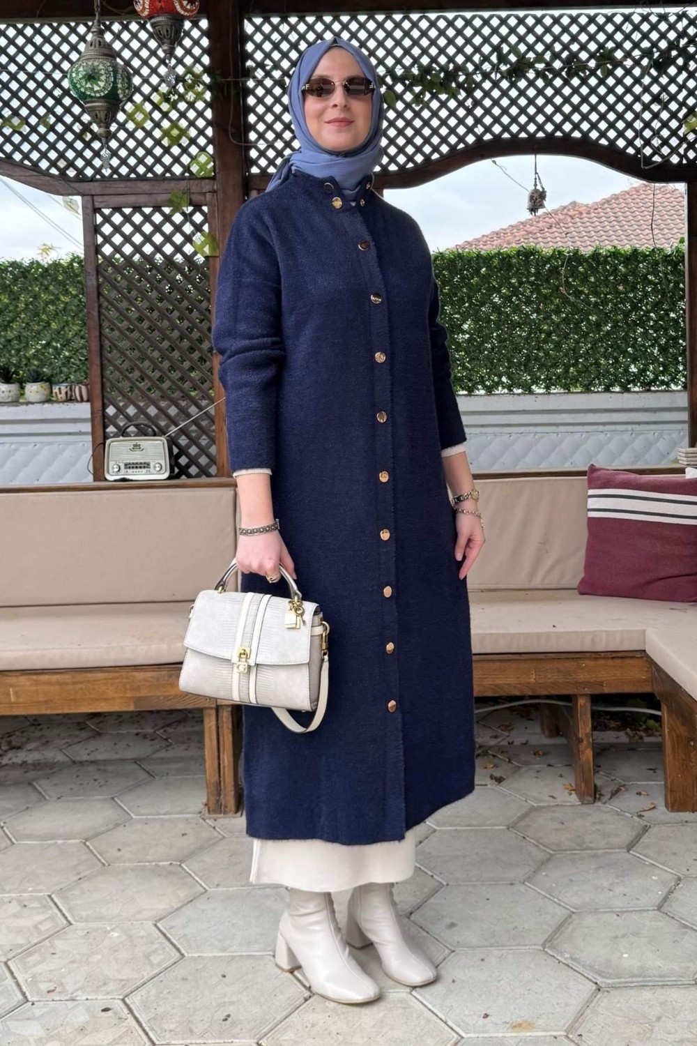 Rabia Şamlı Yakut Angora Triko Kap Lacivert görsel 3