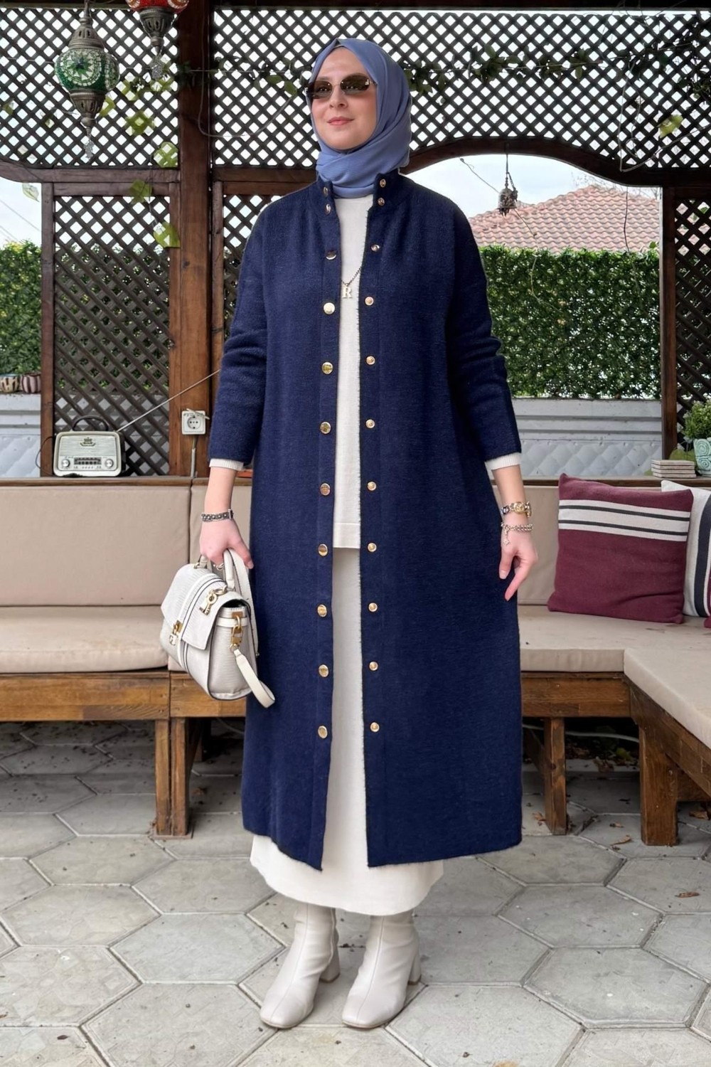 Rabia Şamlı Yakut Angora Triko Kap Lacivert görsel 4