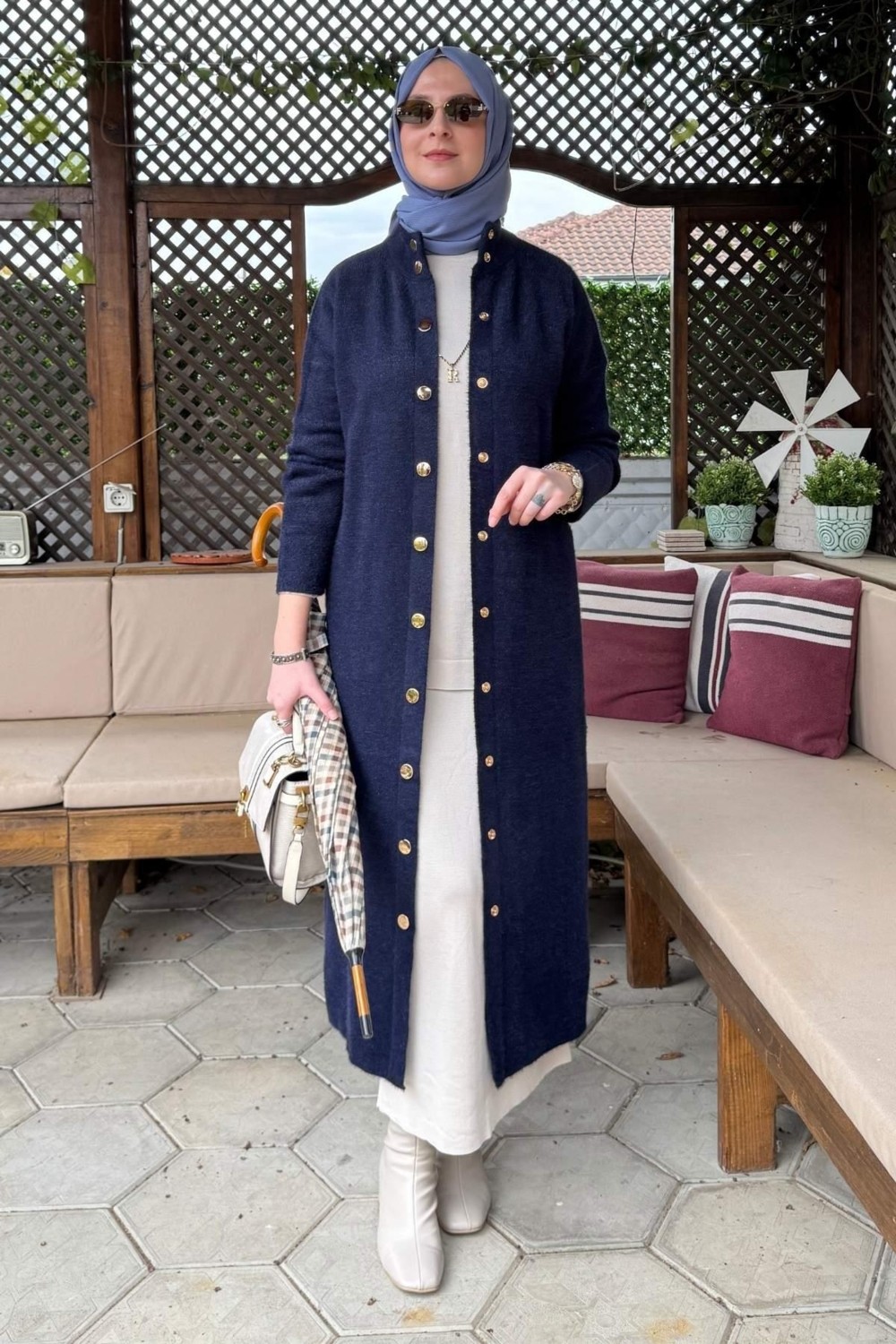 Rabia Şamlı Yakut Angora Triko Kap Lacivert görsel 7