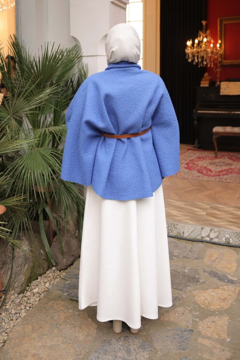 İmaj Butik Camel Kemerli Buklet Panço görsel 4