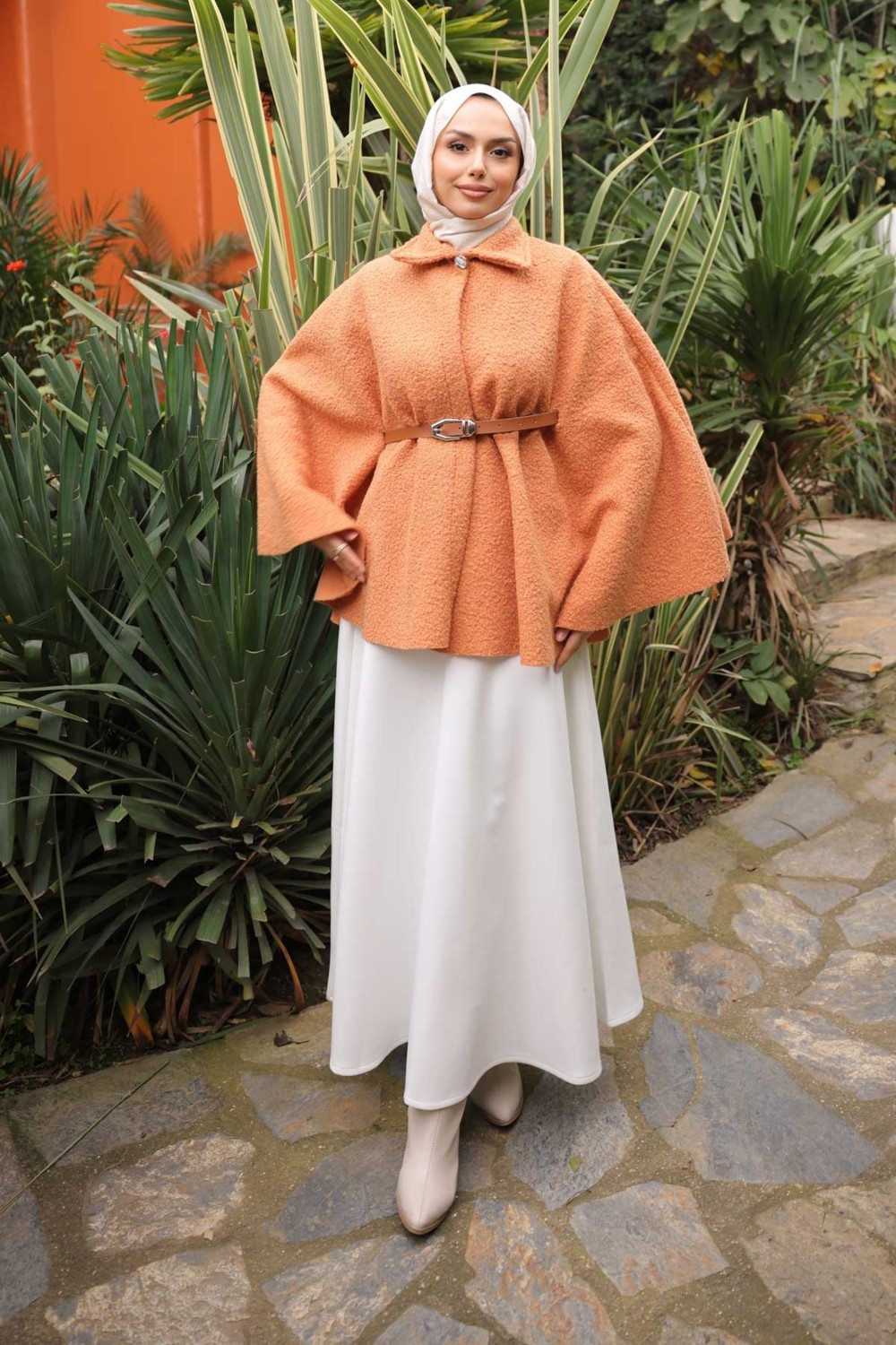 İmaj Butik Camel Kemerli Buklet Panço görsel 6