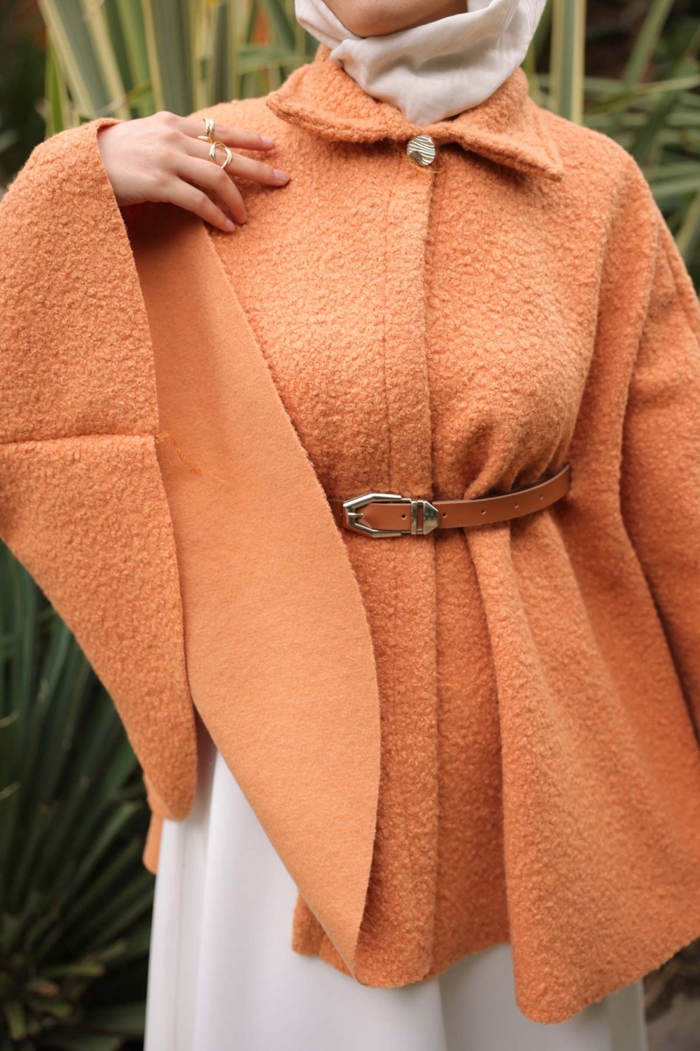 İmaj Butik Camel Kemerli Buklet Panço görsel 7
