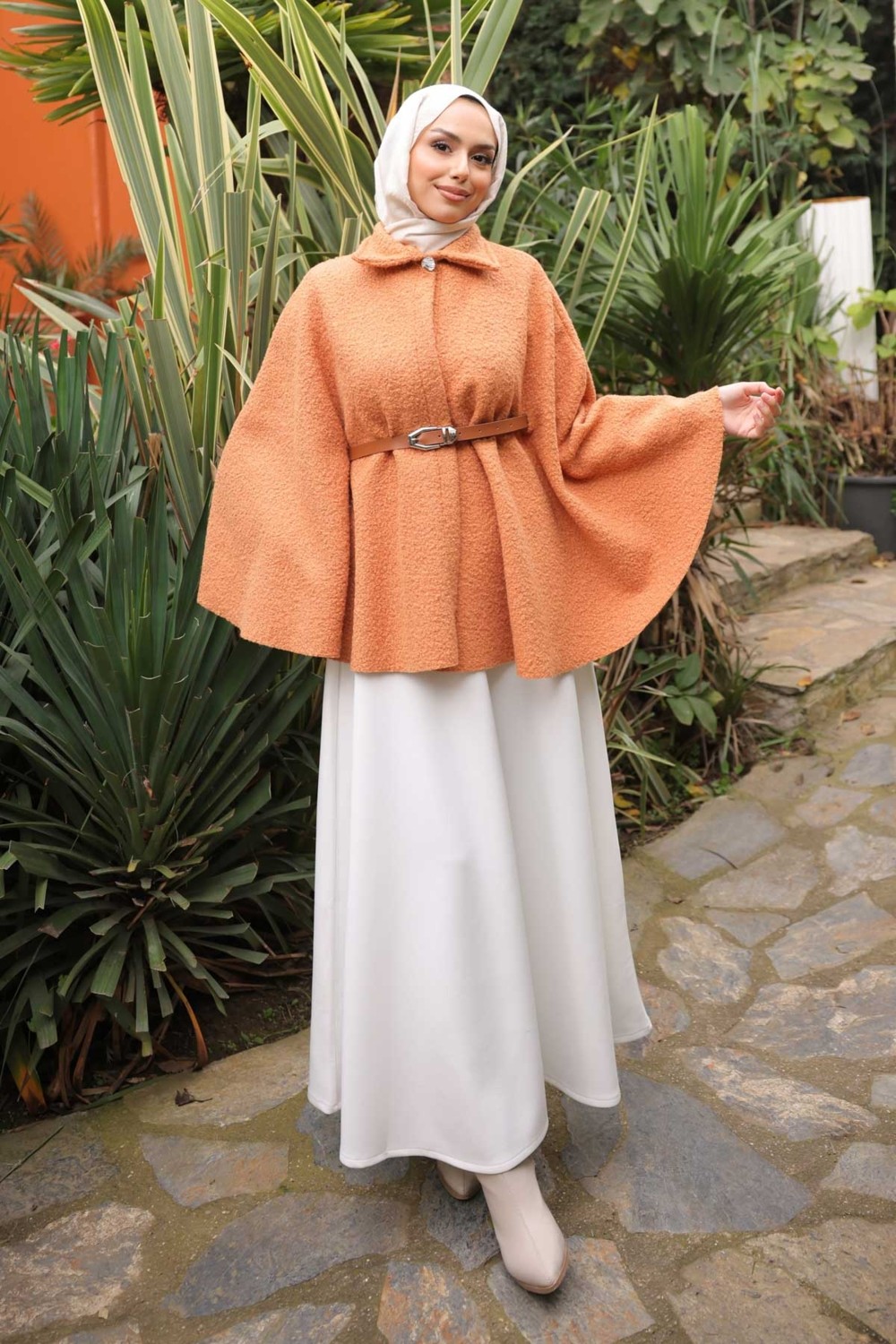İmaj Butik Camel Kemerli Buklet Panço görsel 8