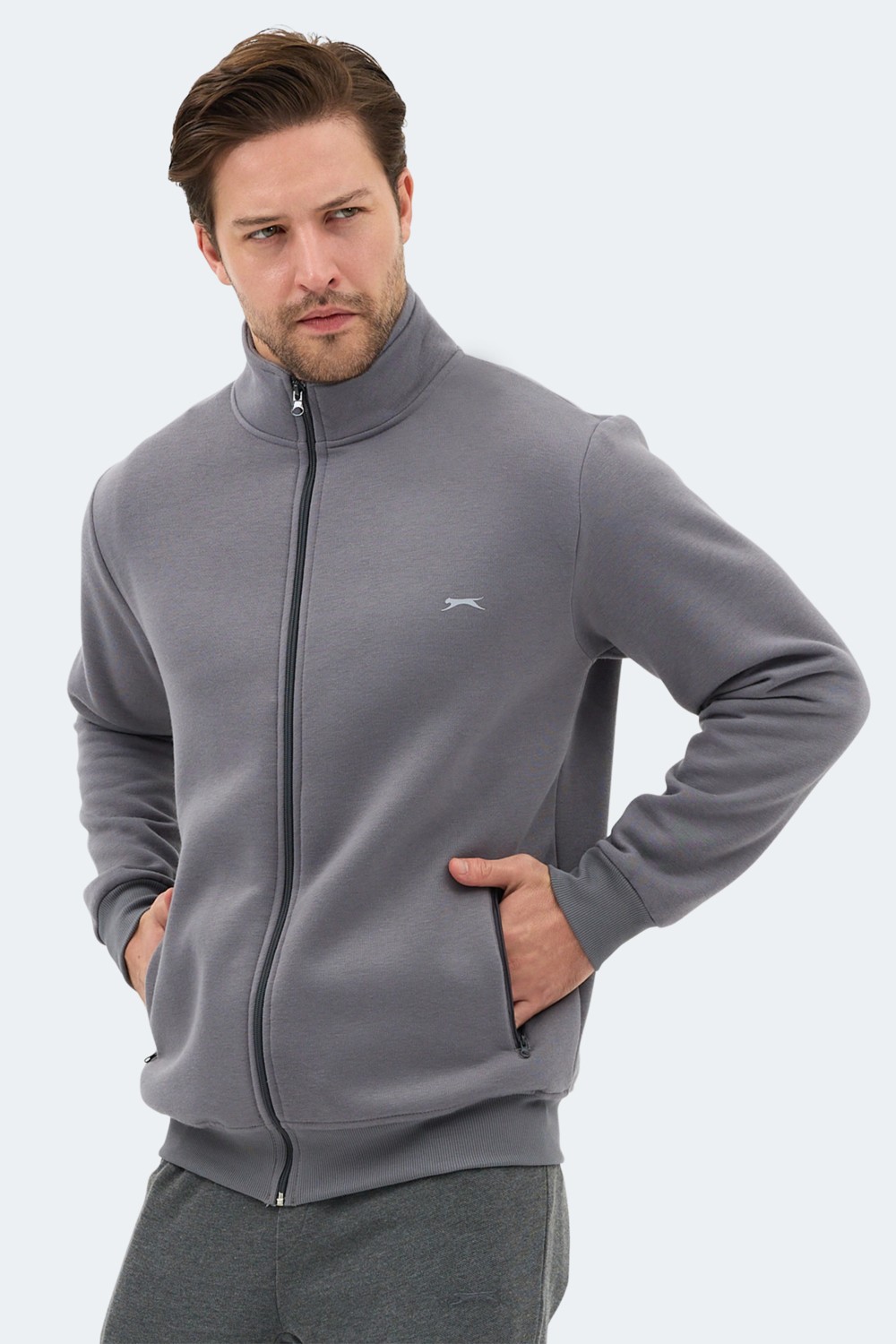 Slazenger MENDOZA I Erkek Fermuarlı Dik Yaka Cepli Lacivert Sweatshırt görsel 5