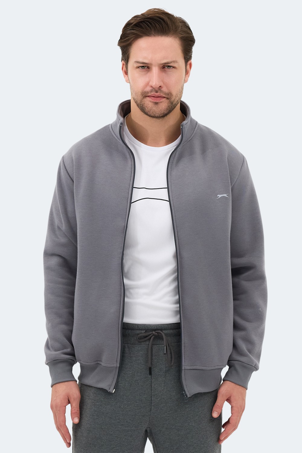 Slazenger MENDOZA I Erkek Fermuarlı Dik Yaka Cepli Lacivert Sweatshırt görsel 6