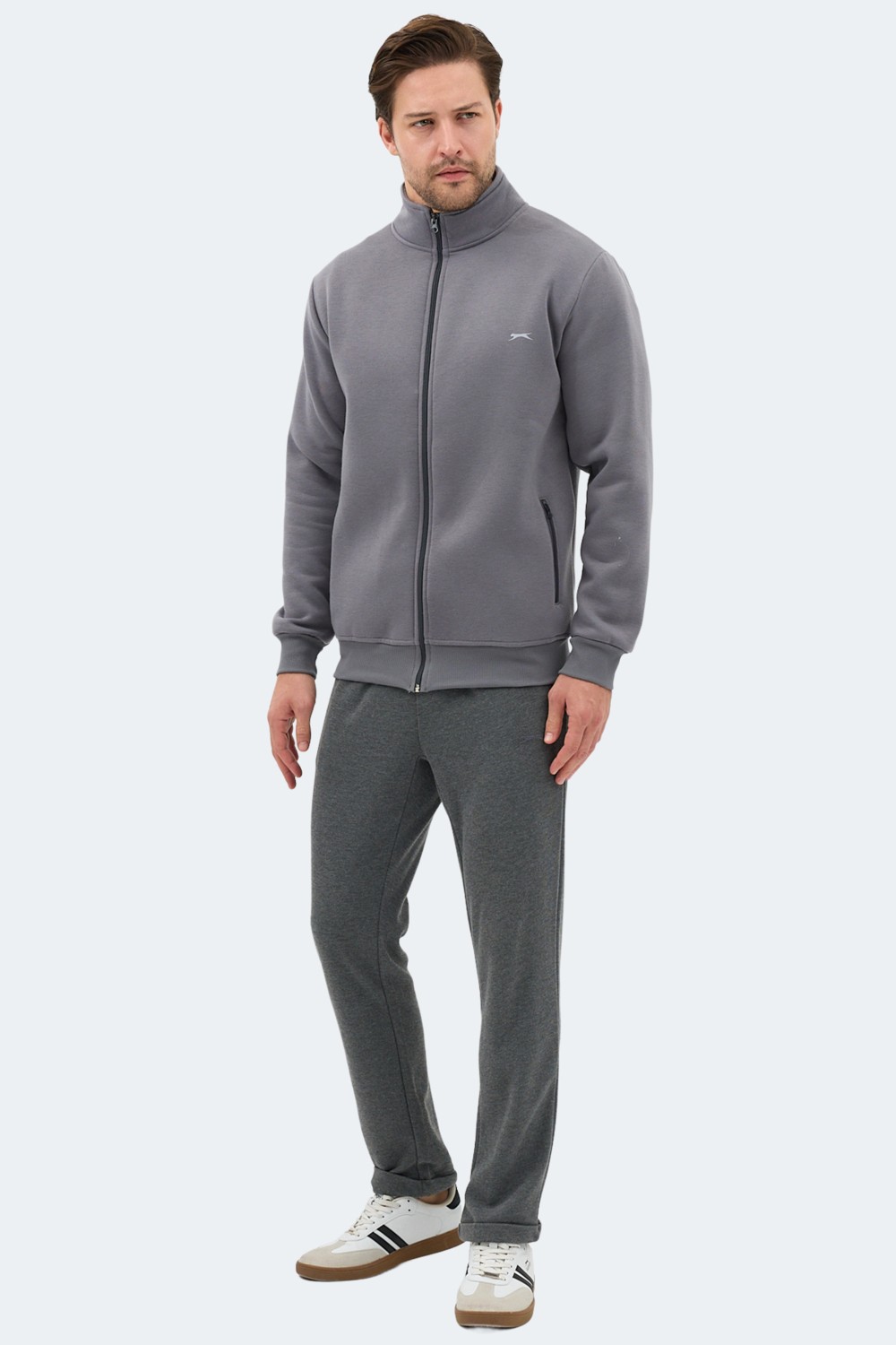 Slazenger MENDOZA I Erkek Fermuarlı Dik Yaka Cepli Lacivert Sweatshırt görsel 7