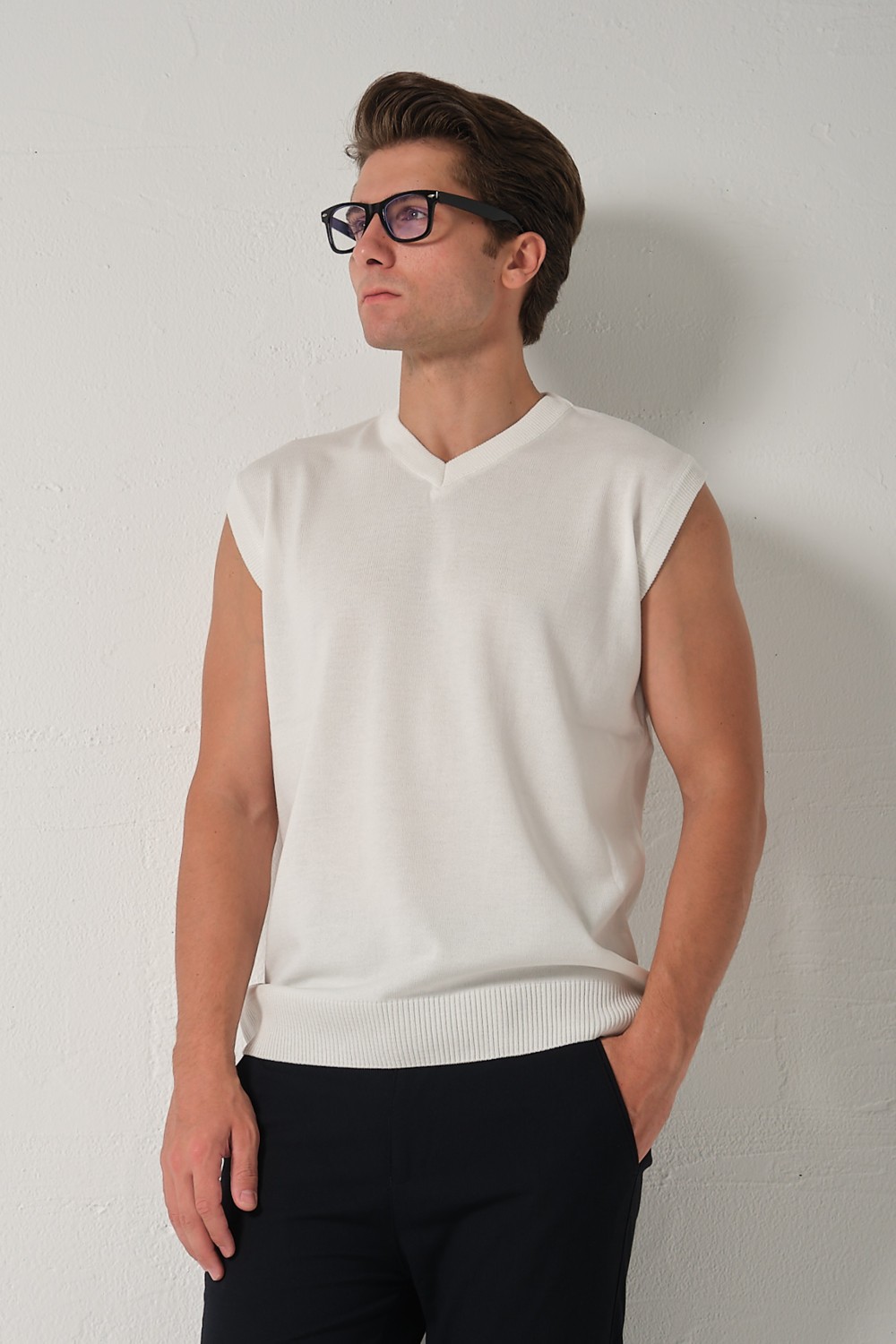 Mandala Tekstil Erkek Triko Basic Süveter görsel 5