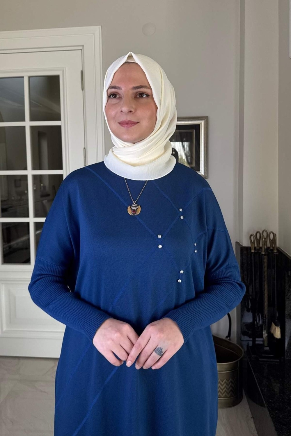 Rabia Şamlı Melda Triko Tunik Indigo görsel 2