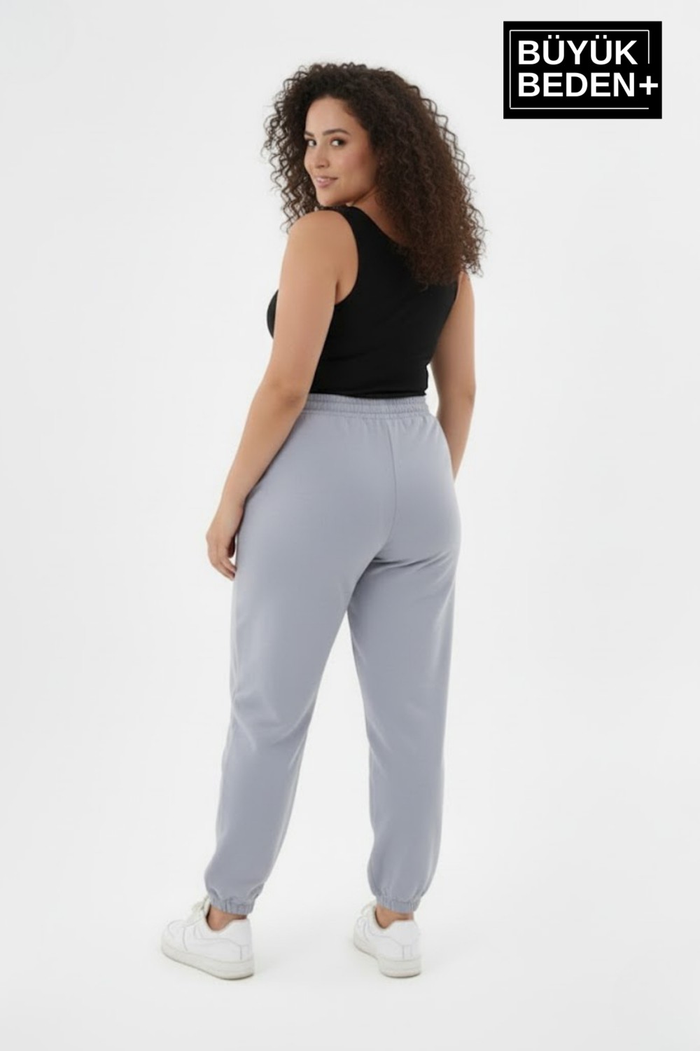 Superlife Kadın Büyük Beden Brooklyn Baskılı Paça Lastikli Jogger Ince Eşofman Altı SPR26BEAK951-2 görsel 2