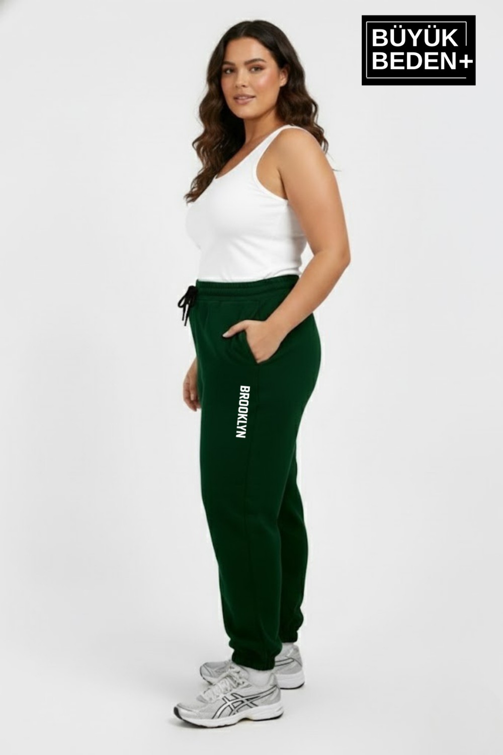 Superlife Kadın Büyük Beden Brooklyn Baskılı Paça Lastikli Jogger Ince Eşofman Altı SPR26BEAK951-2