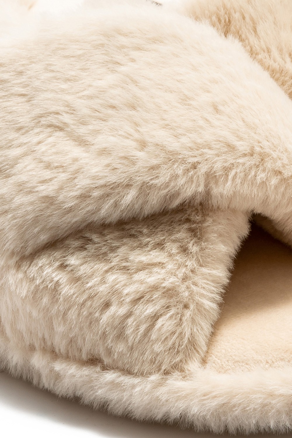 Twigy Çapraz Peluş Kadın Ev Terliği Bej 36/41 görsel 3