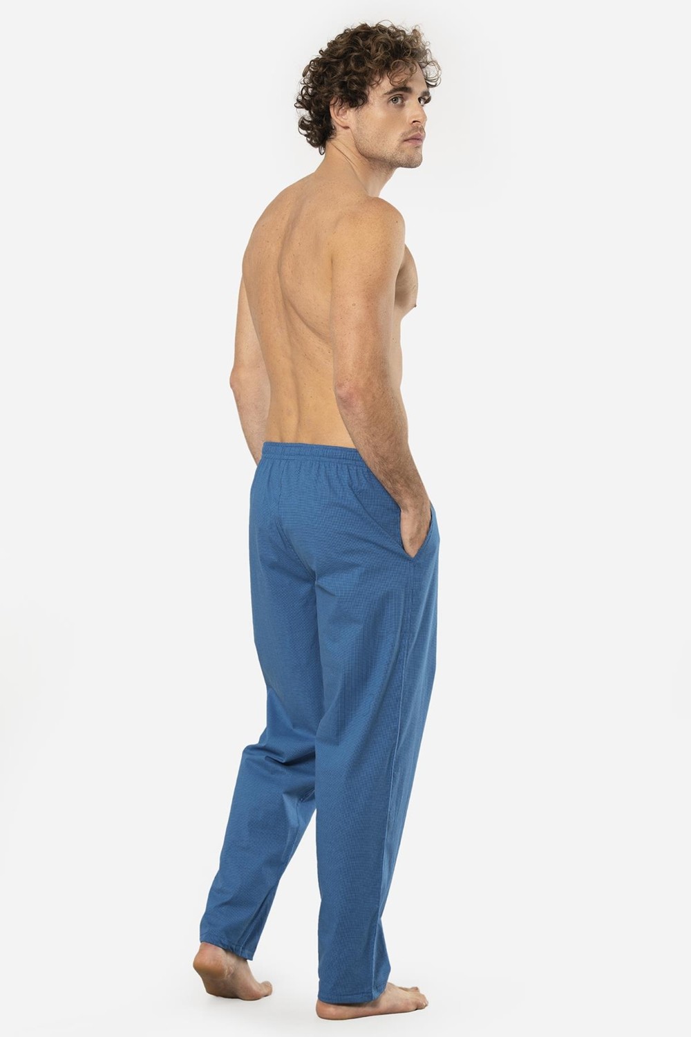 Cacharel Ekoseli Erkek Tek Alt Pijama, Cep Detaylıdır, %95 Pamuk %5 Likralı görsel 4