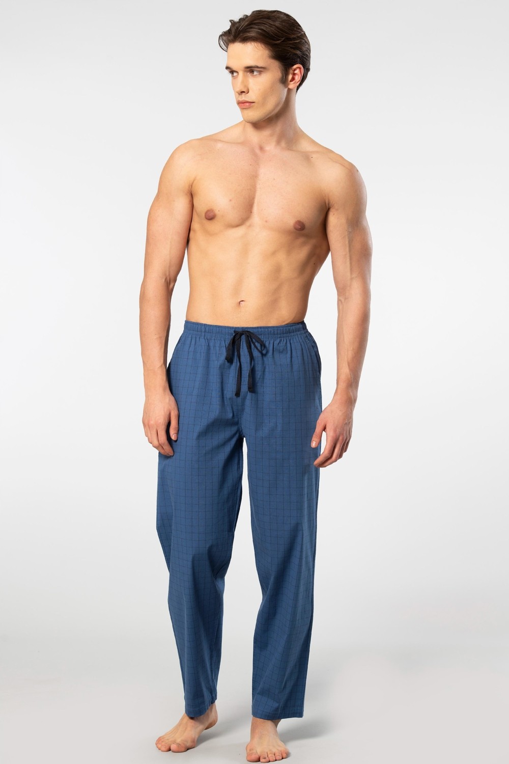 Cacharel Ekoseli Erkek Tek Alt Pijama, Cep Detaylıdır, %95 Pamuk %5 Likralı görsel 8