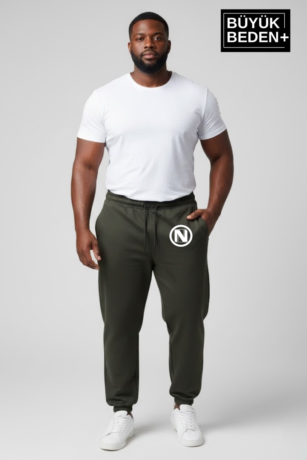 Superlife Erkek Büyük Beden N Logolu Paça Lastikli Rahat Kesim Jogger Ince Eşofman Altı SPR26BEA951-4