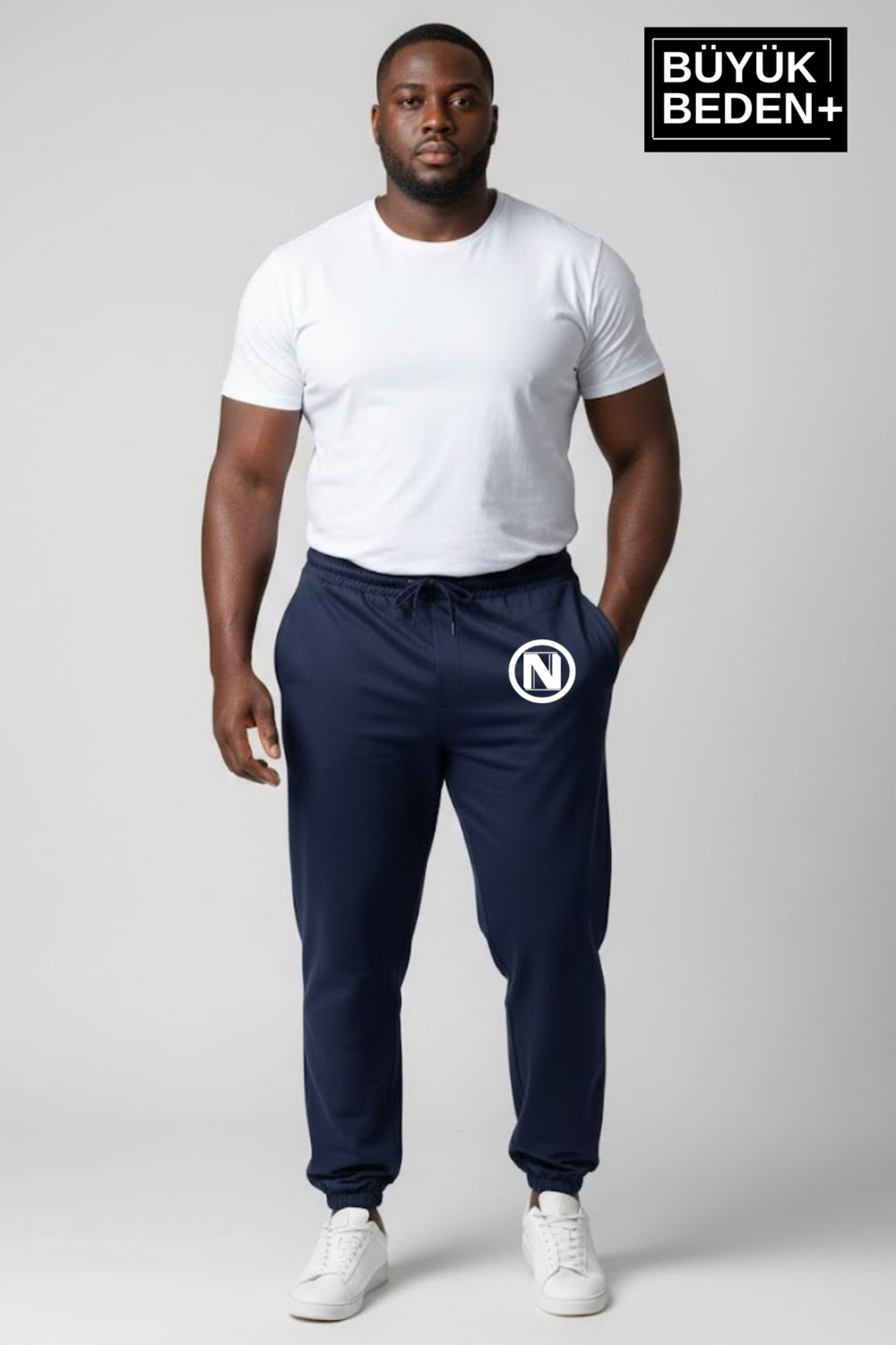 Superlife Erkek Büyük Beden N Logolu Paça Lastikli Rahat Kesim Jogger Ince Eşofman Altı SPR26BEA951-4