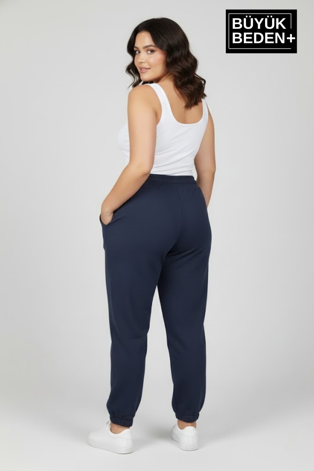 Superlife Kadın Büyük Beden New York Paça Lastikli Rahat Kesim Jogger Ince Eşofman Altı SPR26BEAK951-5 görsel 5