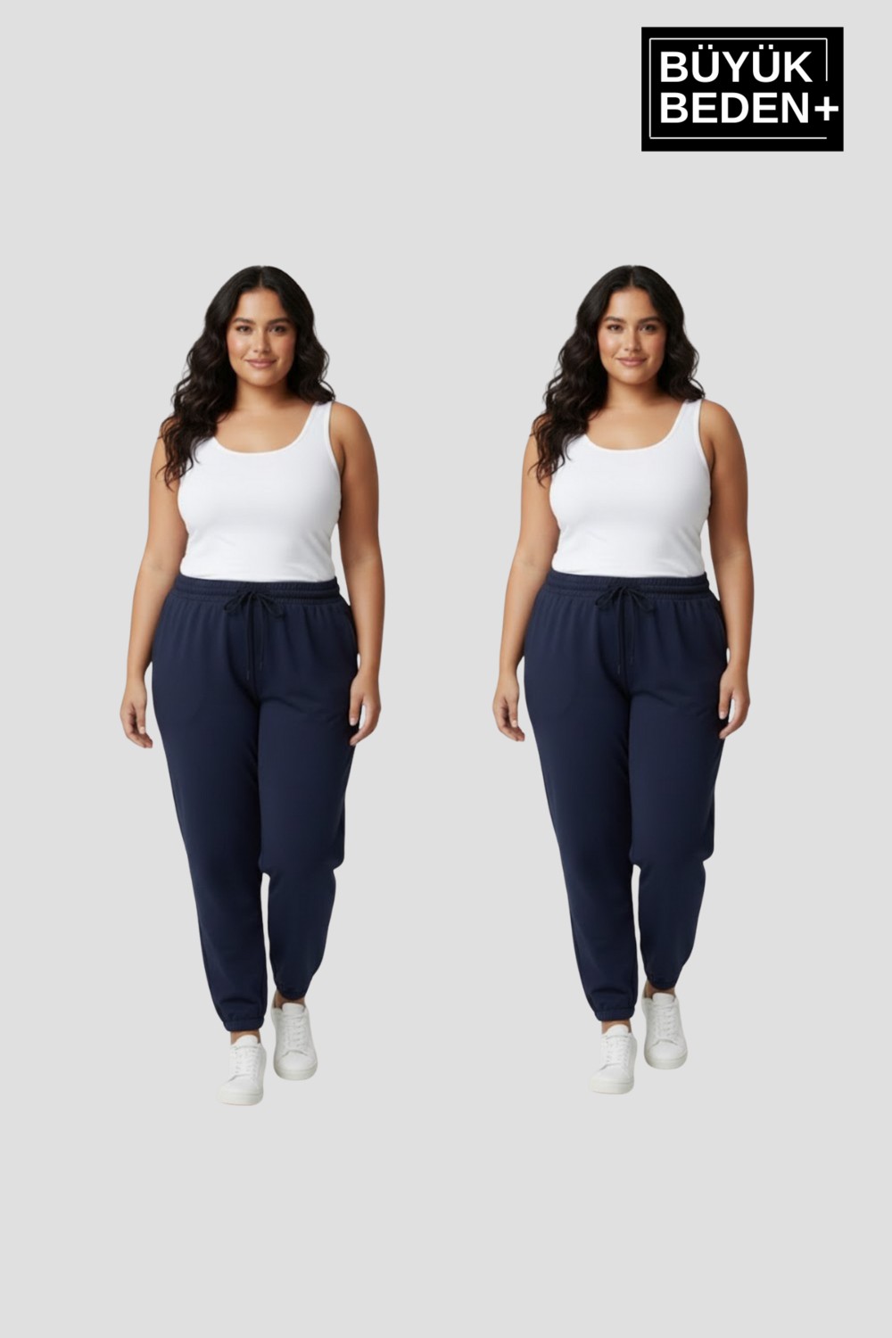 Superlife Kadın Büyük Beden Ikili Jogger Paça Lastikli Ince Eşofman Altı Seti SPR26BEA951+2