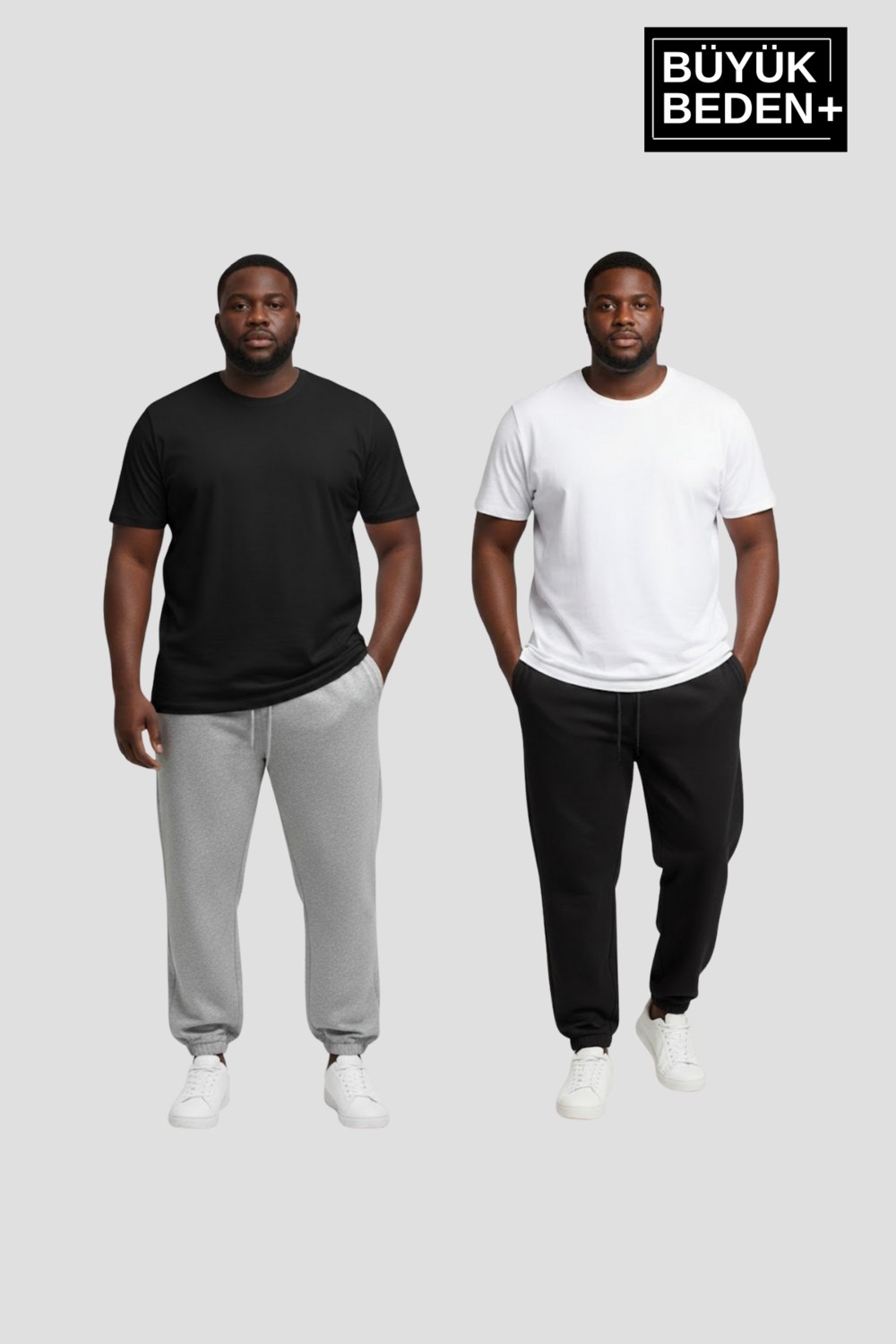 Superlife Erkek Büyük Beden Ikili Jogger Paça Lastikli Ince Eşofman Altı Seti SPR26BEA951+2