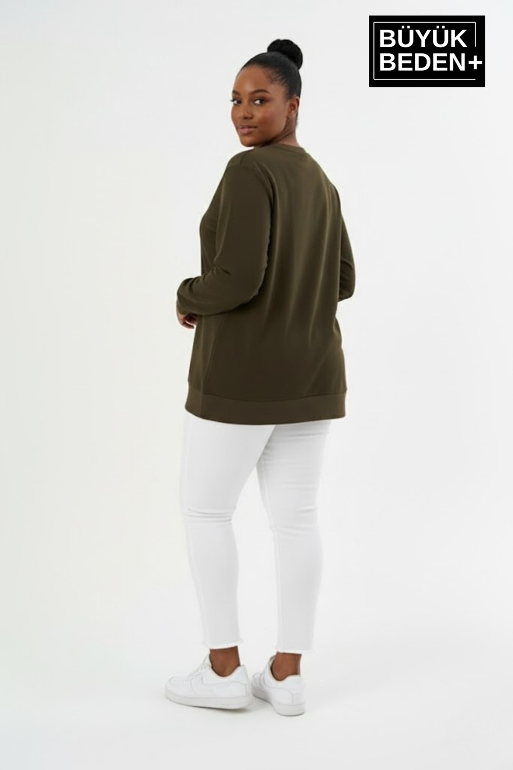Superlife Kadın Büyük Beden Milano Italia Baskılı Bisiklet Yaka Ince Sweatshirt SPR26BSWK956-9 görsel 6