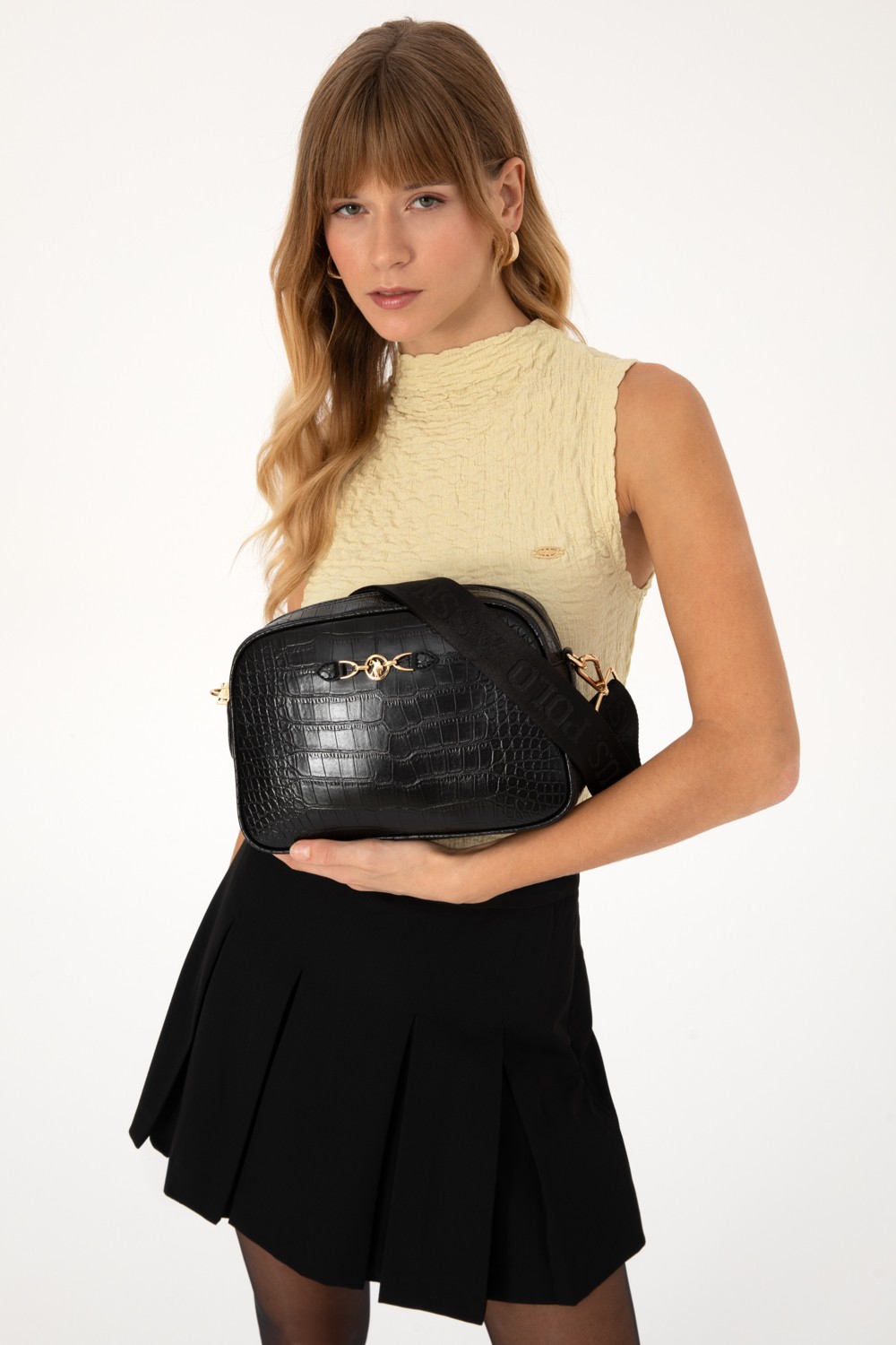 U.S. Polo Assn. Kadın Siyah Kroko Çapraz Çanta 50317817-VR046