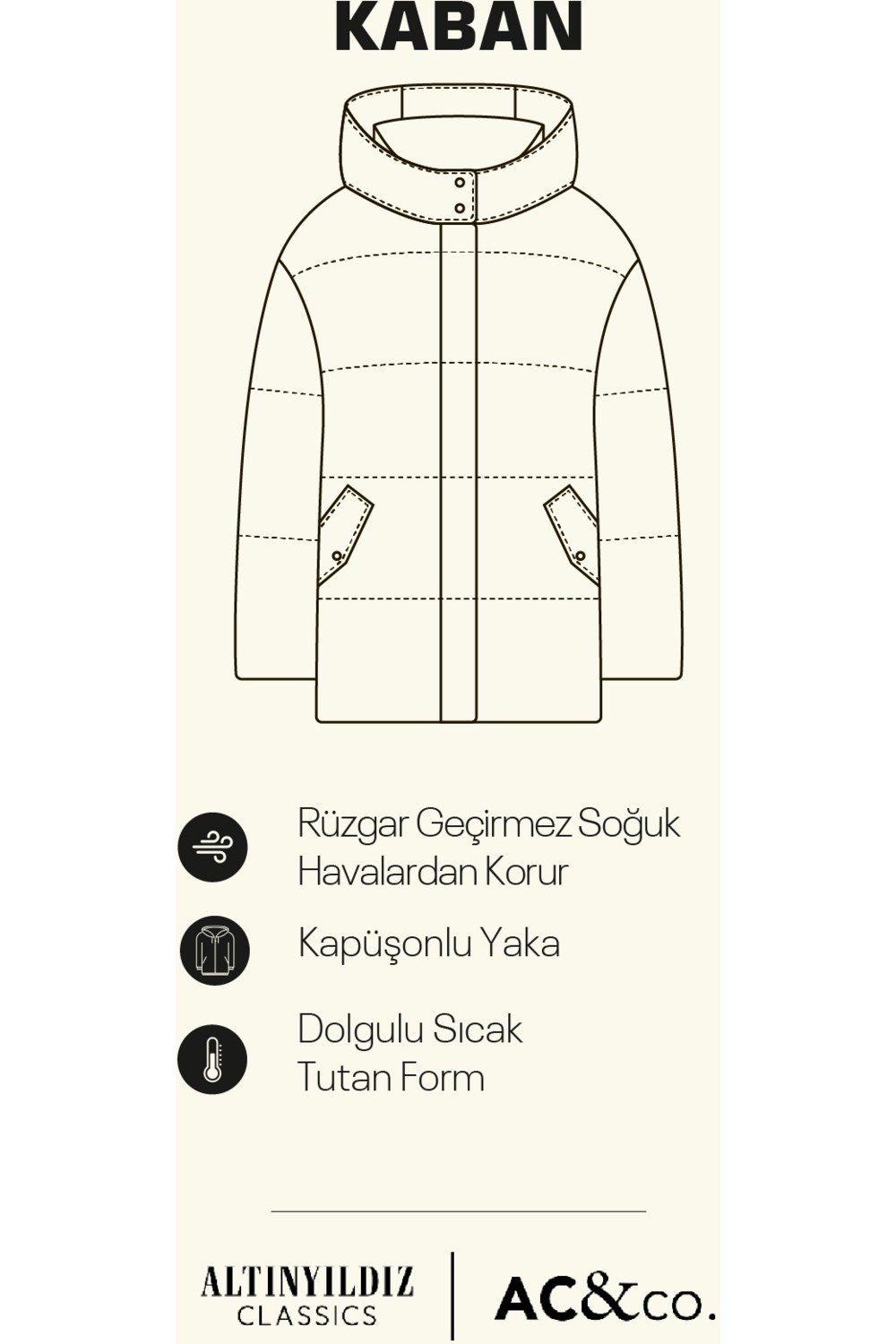 Altınyıldız Classics Erkek Haki Soğuk Geçirmez Sıcak Tutan Dolgulu Mont Kaban Standart Fit Dik Yaka Kapüşonlu Kapak Cepli görsel 3