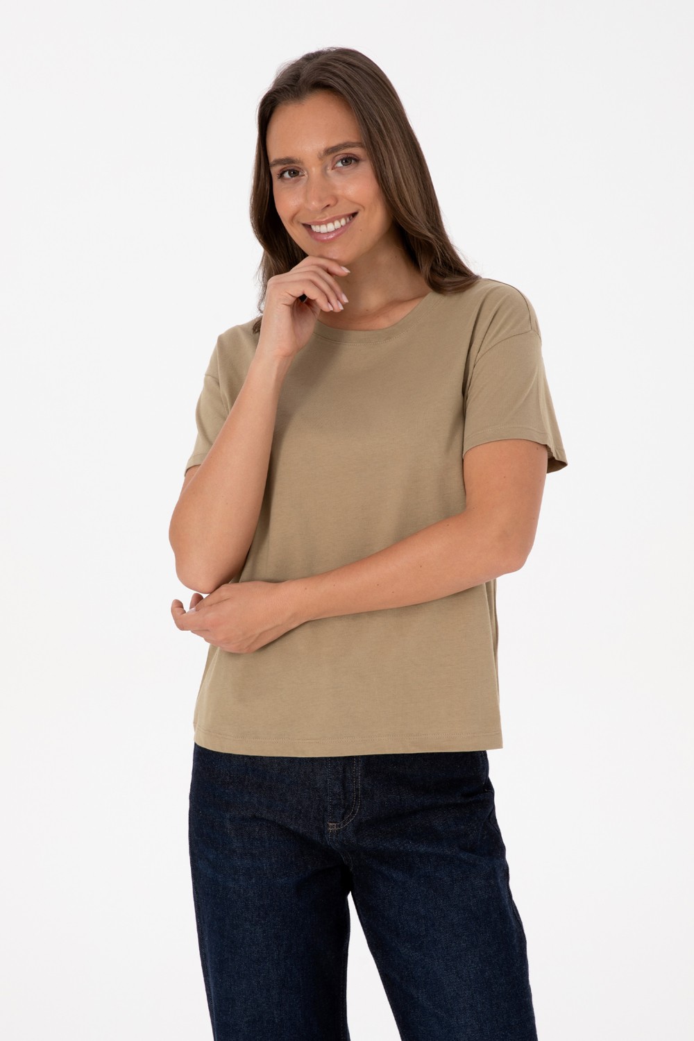 U.S. Polo Assn. Kadın Haki Bisiklet Yaka Tişört 50320031-VR027
