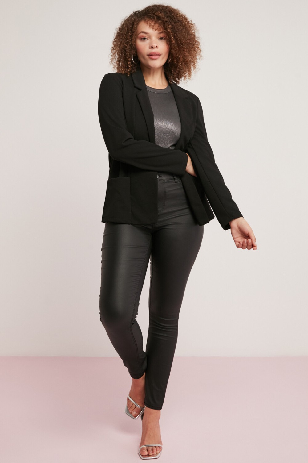 Ethiquet Jamıla Kadın Blazer Relaxed Tekli Siyah Büyük Beden Ceket görsel 3