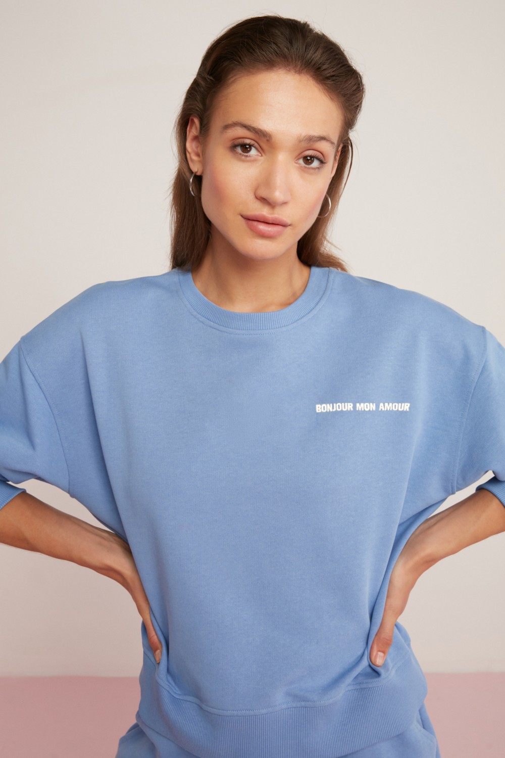 Ethiquet Sandra Kadın Pamuklu Içi Polarlı Yumuşacık Baskılı Yuvarlak Yaka Comfort Kırmızı Sweatshirt görsel 2