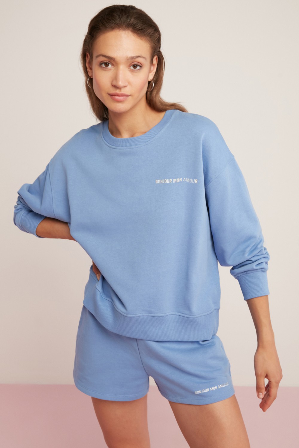 Ethiquet Sandra Kadın Pamuklu Içi Polarlı Yumuşacık Baskılı Yuvarlak Yaka Comfort Kırmızı Sweatshirt görsel 3