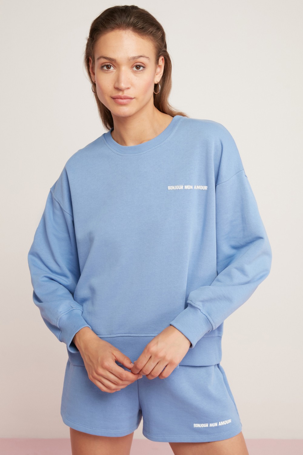 Ethiquet Sandra Kadın Pamuklu Içi Polarlı Yumuşacık Baskılı Yuvarlak Yaka Comfort Kırmızı Sweatshirt görsel 6