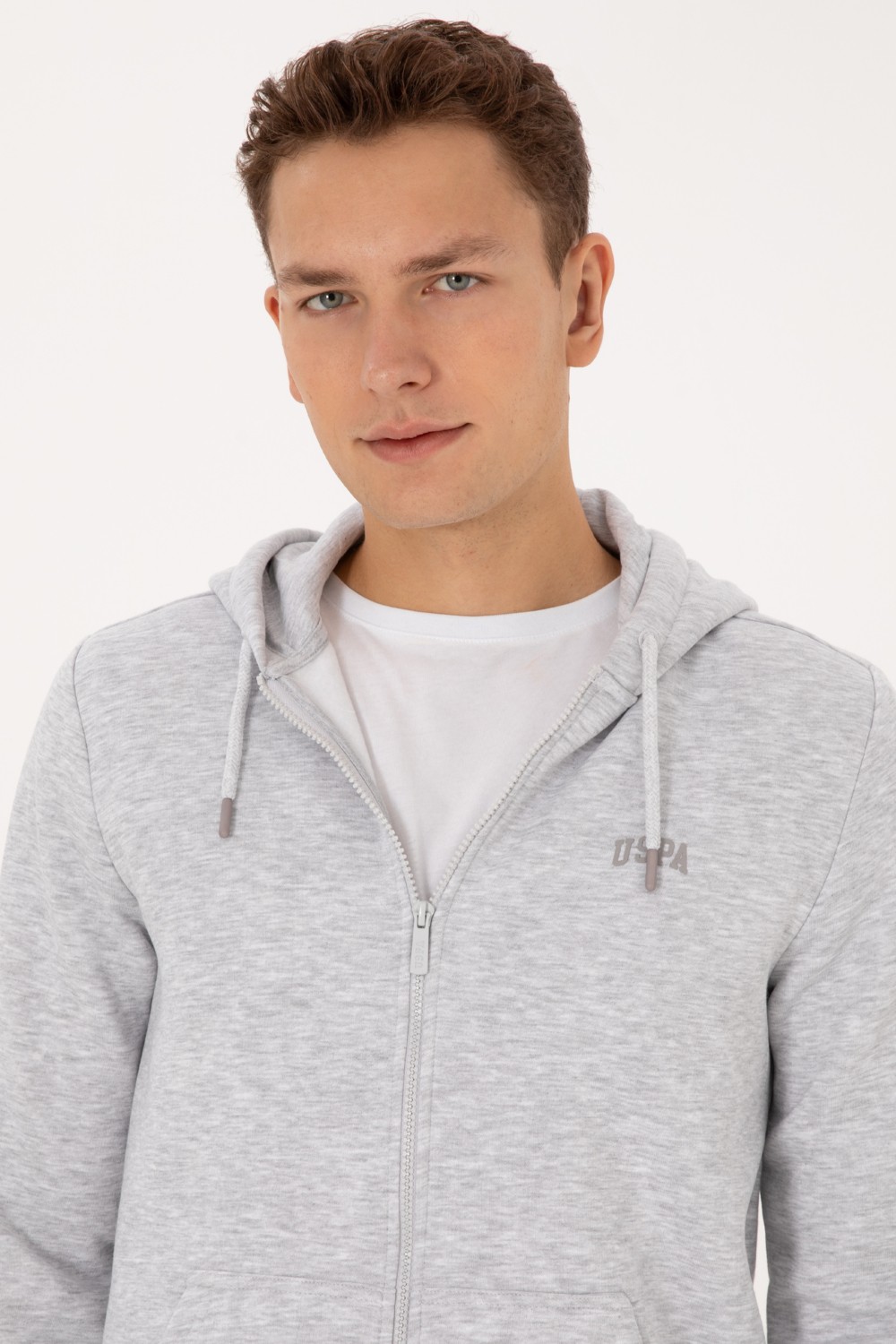 U.S. Polo Assn. Erkek Regular Fit Açık Gri Şardonlu Örme Hırka 50313755-VR001 görsel 2