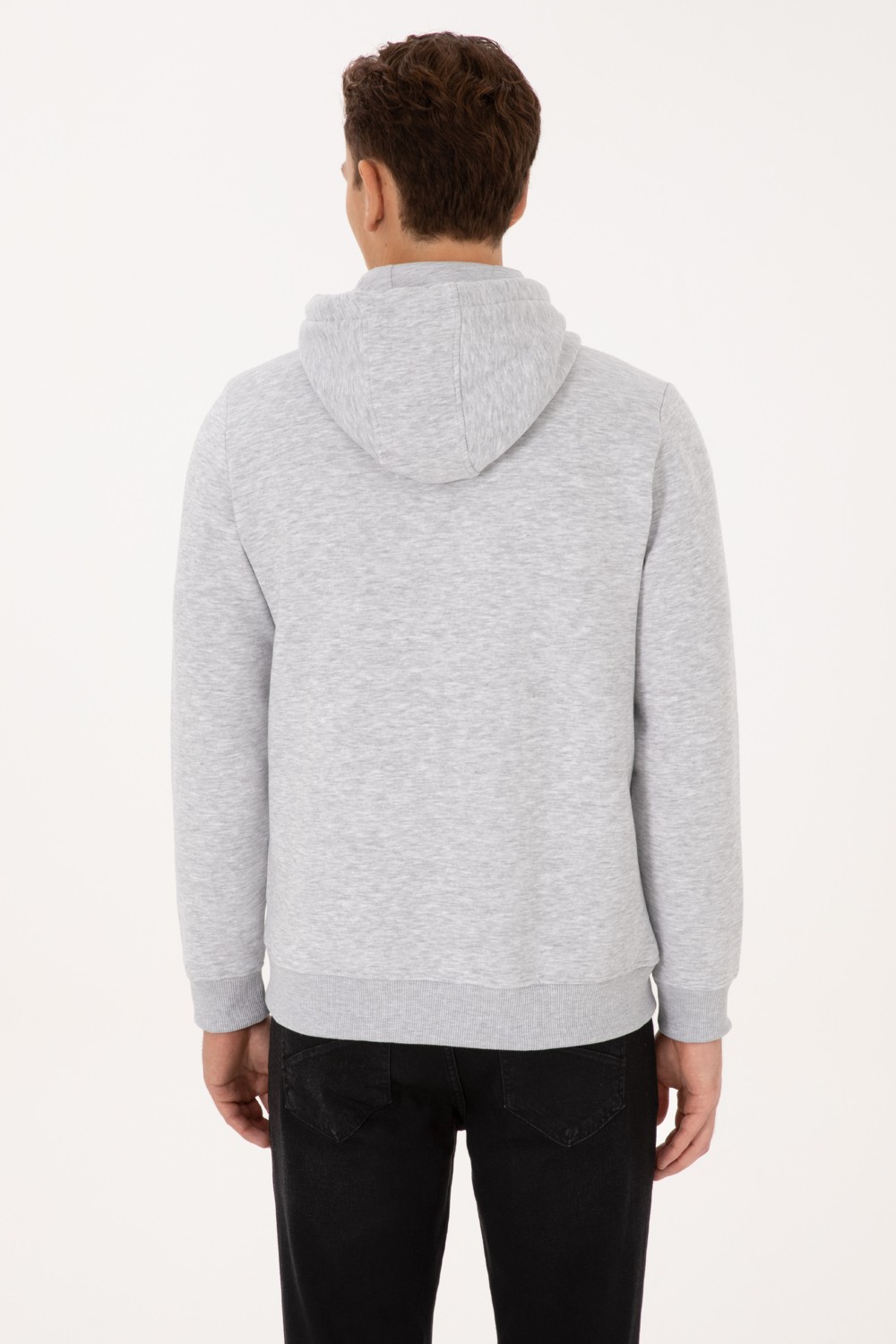 U.S. Polo Assn. Erkek Regular Fit Açık Gri Şardonlu Örme Hırka 50313755-VR001 görsel 5
