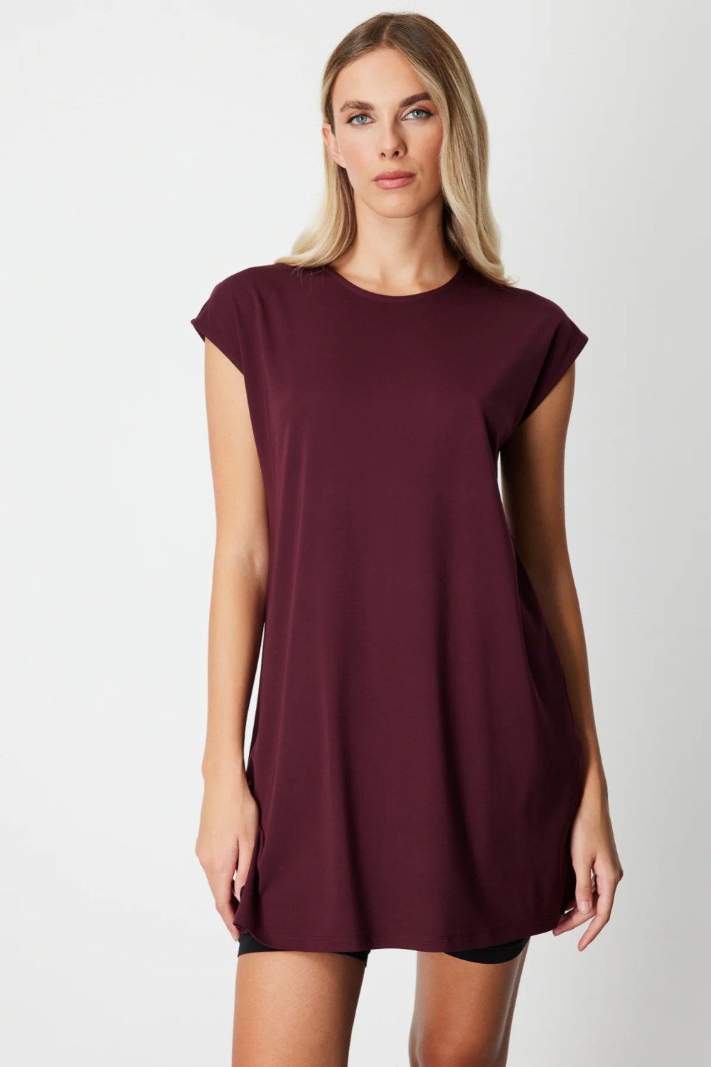 ON Kadın Sıfır Yaka Basic Tunik 61419 Bordo