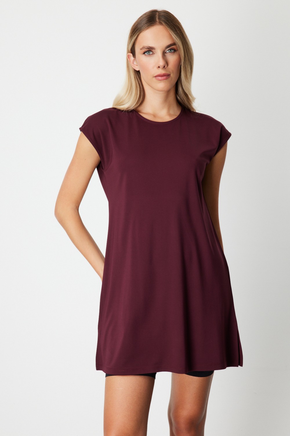 ON Kadın Sıfır Yaka Basic Tunik 61419 Bordo görsel 2