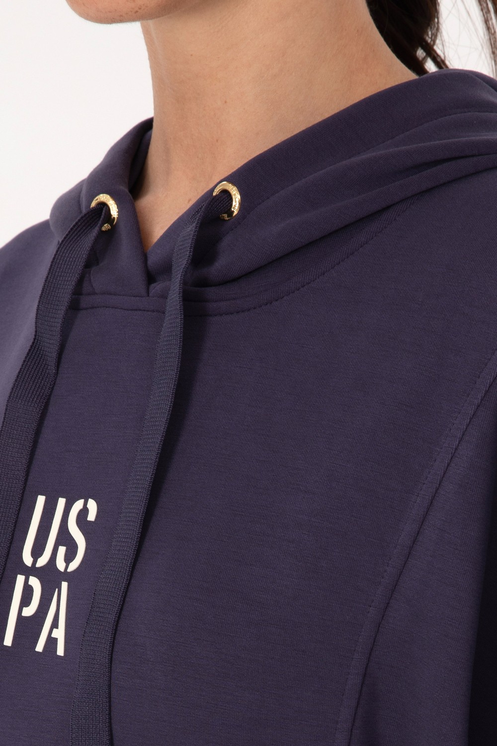 U.S. Polo Assn. Kadın Mürdüm Modal Karışımlı Mini Boy Kapüşonlu Sweatshirt Elbise 50314196-VR074 görsel 6