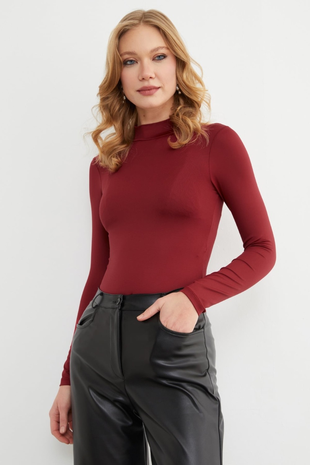 FullaModa Dik Yaka Çıtçıtlı Body görsel 2