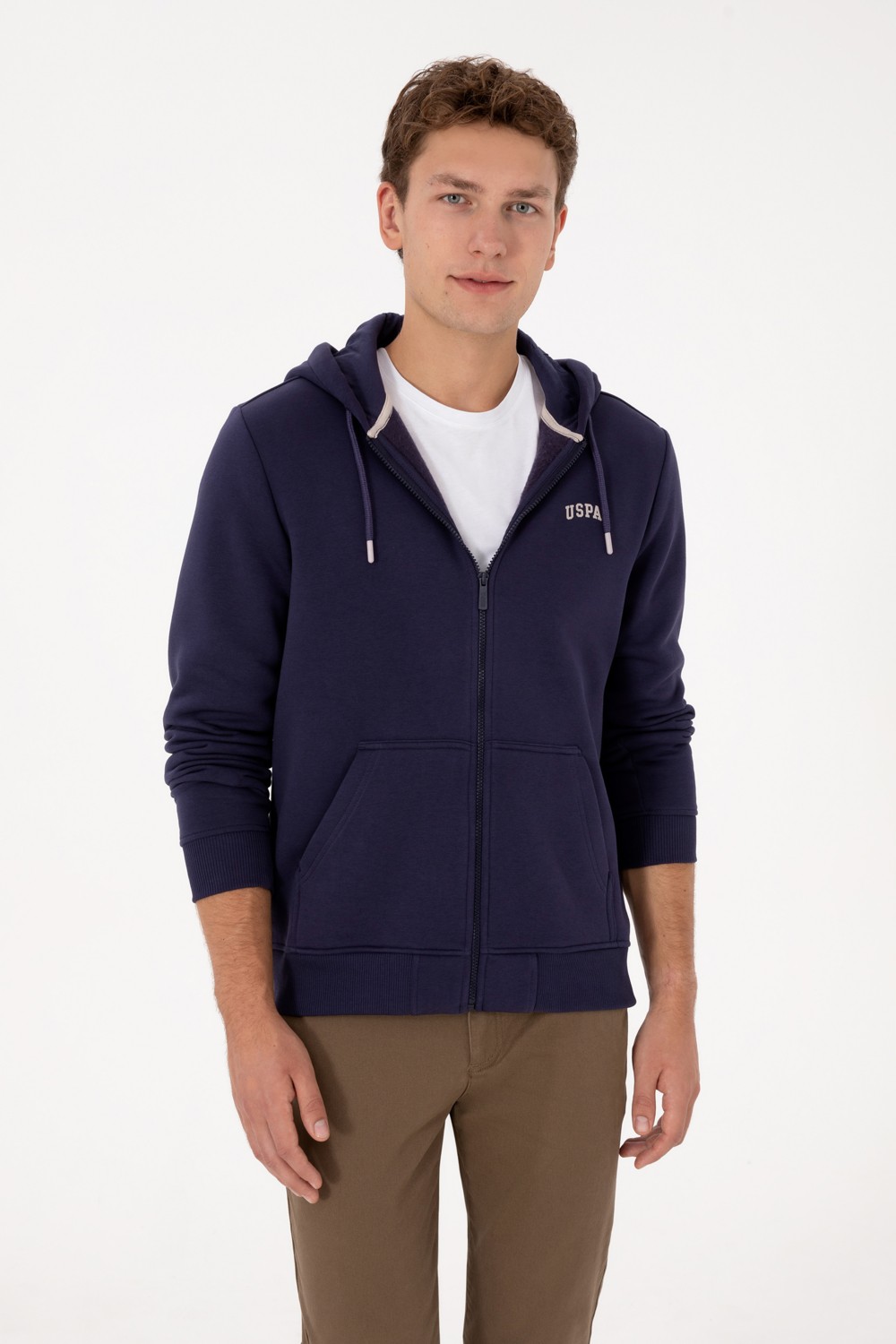 U.S. Polo Assn. Erkek Regular Fit Açık Gri Şardonlu Örme Hırka 50313755-VR001 görsel 8