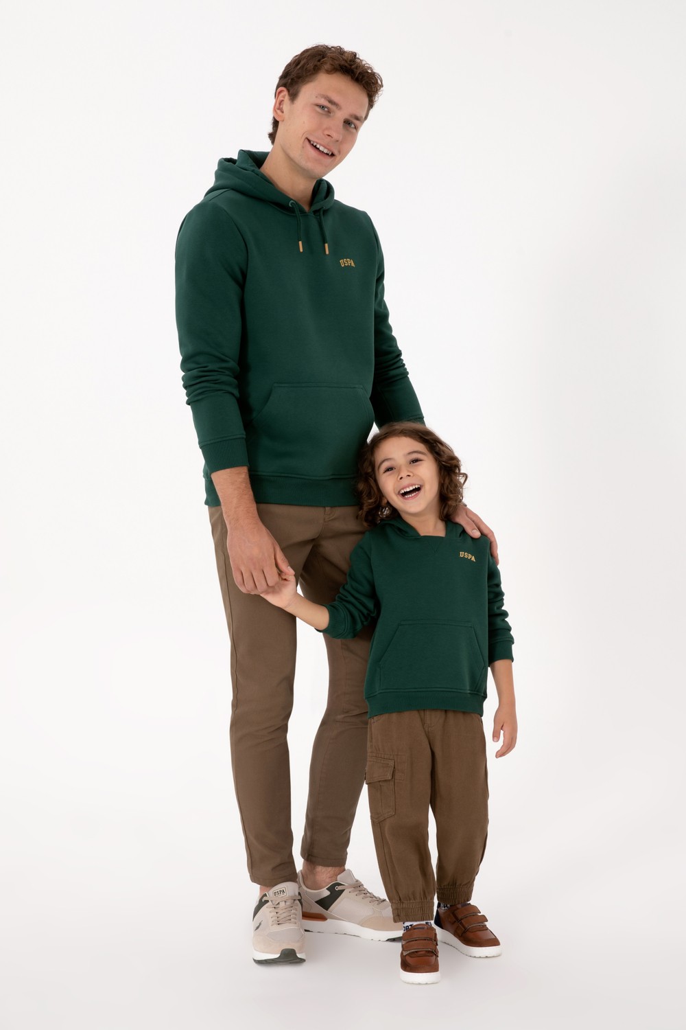 U.S. Polo Assn. Erkek Regular Fit Kapüşonlu Şardonlu Koyu Yeşil Basic Sweatshirt 50315582-VR079 görsel 3