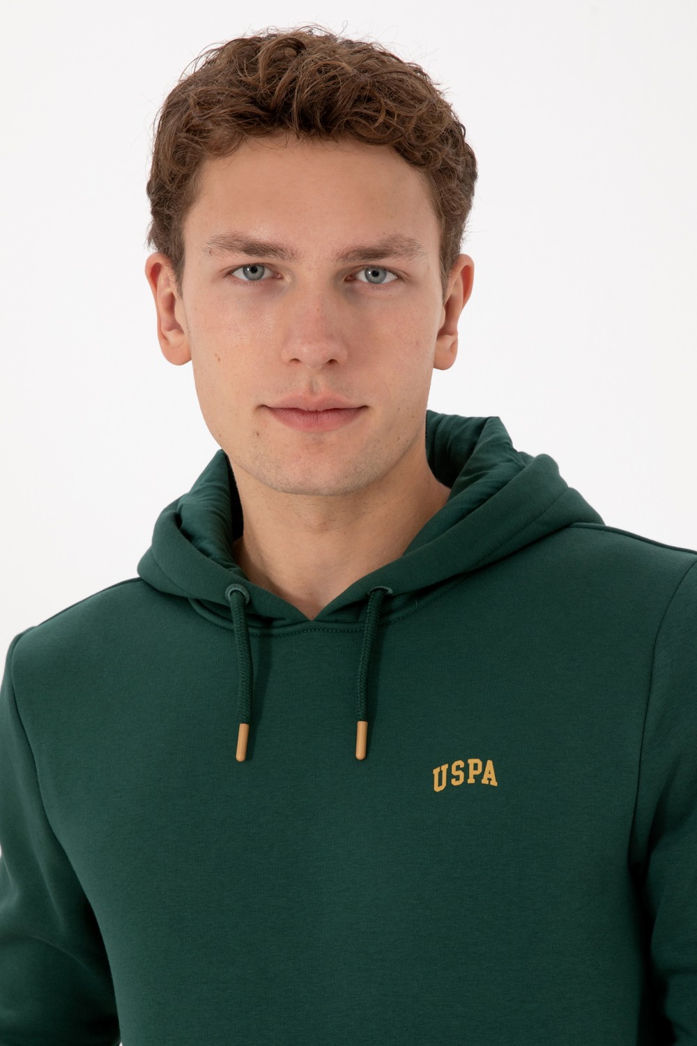 U.S. Polo Assn. Erkek Regular Fit Kapüşonlu Şardonlu Koyu Yeşil Basic Sweatshirt 50315582-VR079 görsel 2