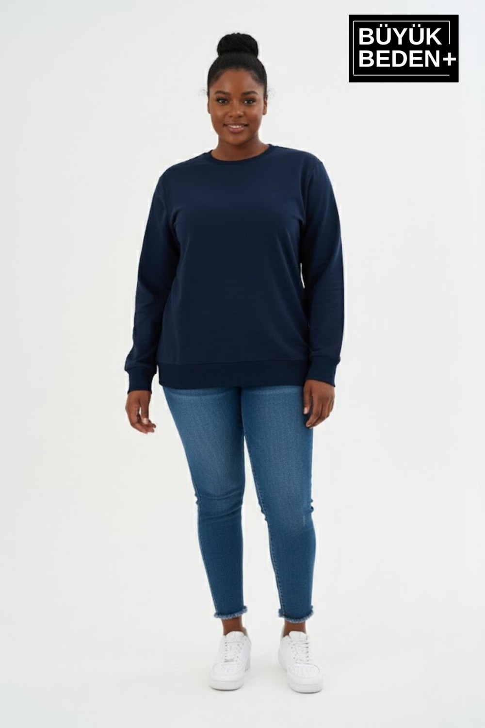 Superlife Kadın Büyük Beden Ikili Bisiklet Yaka 3'lü Set -Rahat Kalıp Ince Sweatshirt SPR26BSW956+3 görsel 3
